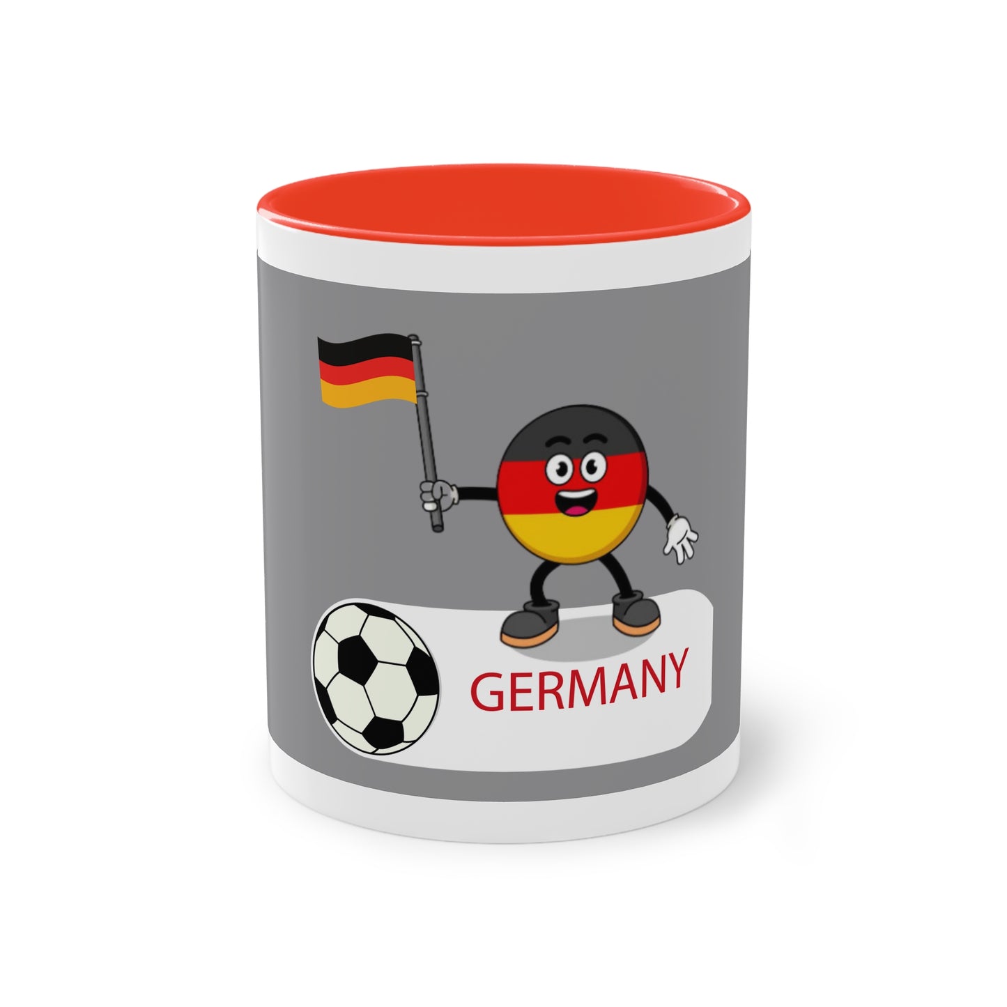 Germany - Top Fan forever - auf Kaffeetassen bedruckt; weißer Außenbereich mit mehrfarbigem Innenbereich und Henkel, große; 11 Unzen
