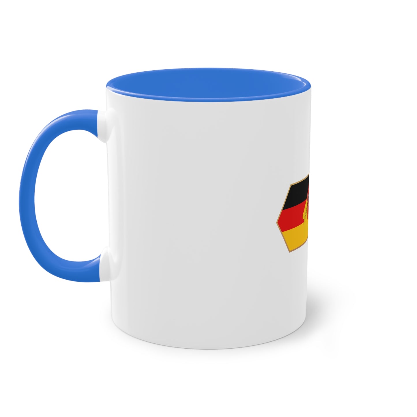 Tor!, Deutschland auf Kaffeetassen, Teetassen bedruckt; weißer Außenbereich mit mehrfarbigem Innenbereich und Henkel, große; 11 Unzen