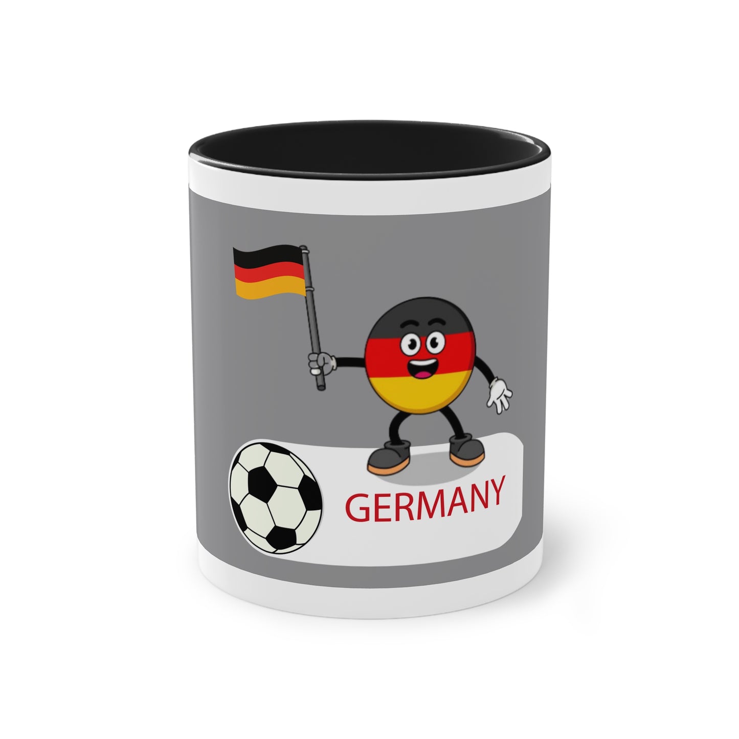 Germany - Top Fan forever - auf Kaffeetassen bedruckt; weißer Außenbereich mit mehrfarbigem Innenbereich und Henkel, große; 11 Unzen