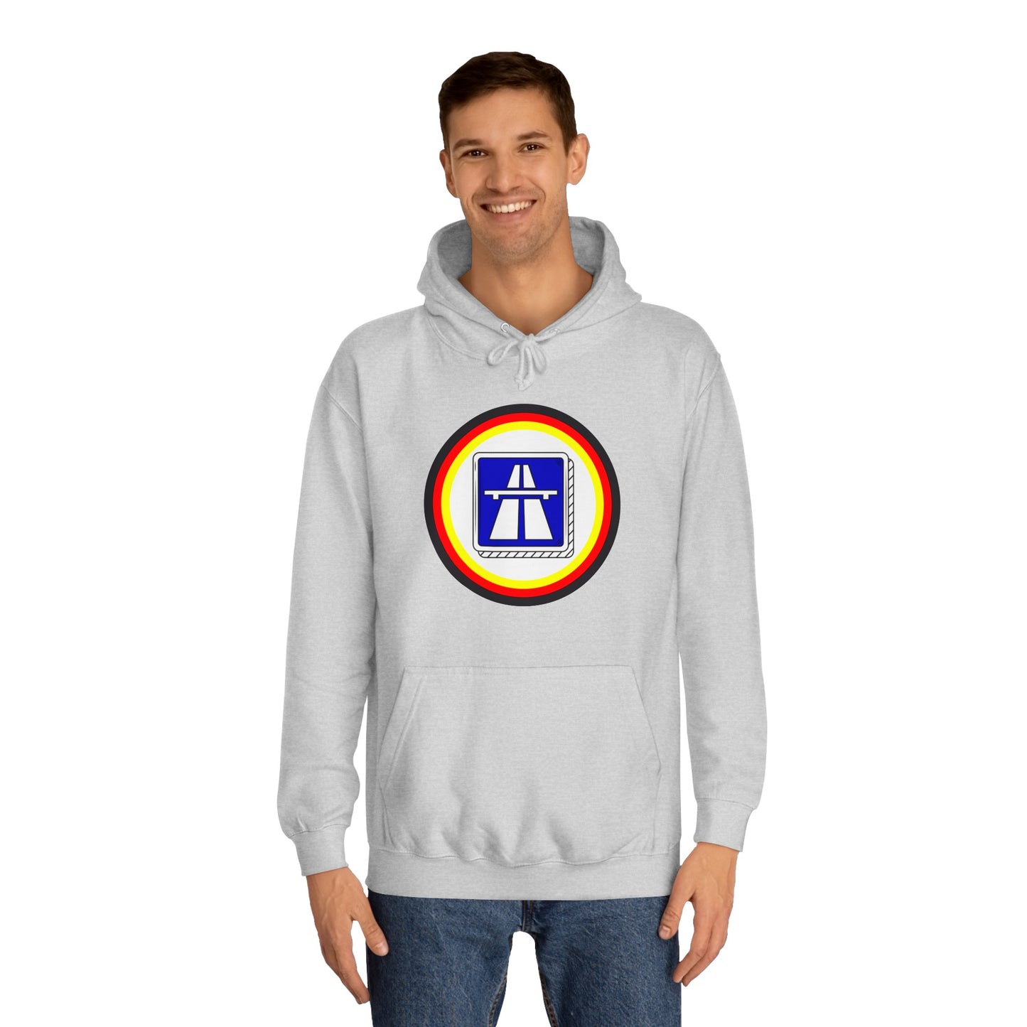 Copy of Autobahnschild auf Hoodies. Fahren Sie sicher.