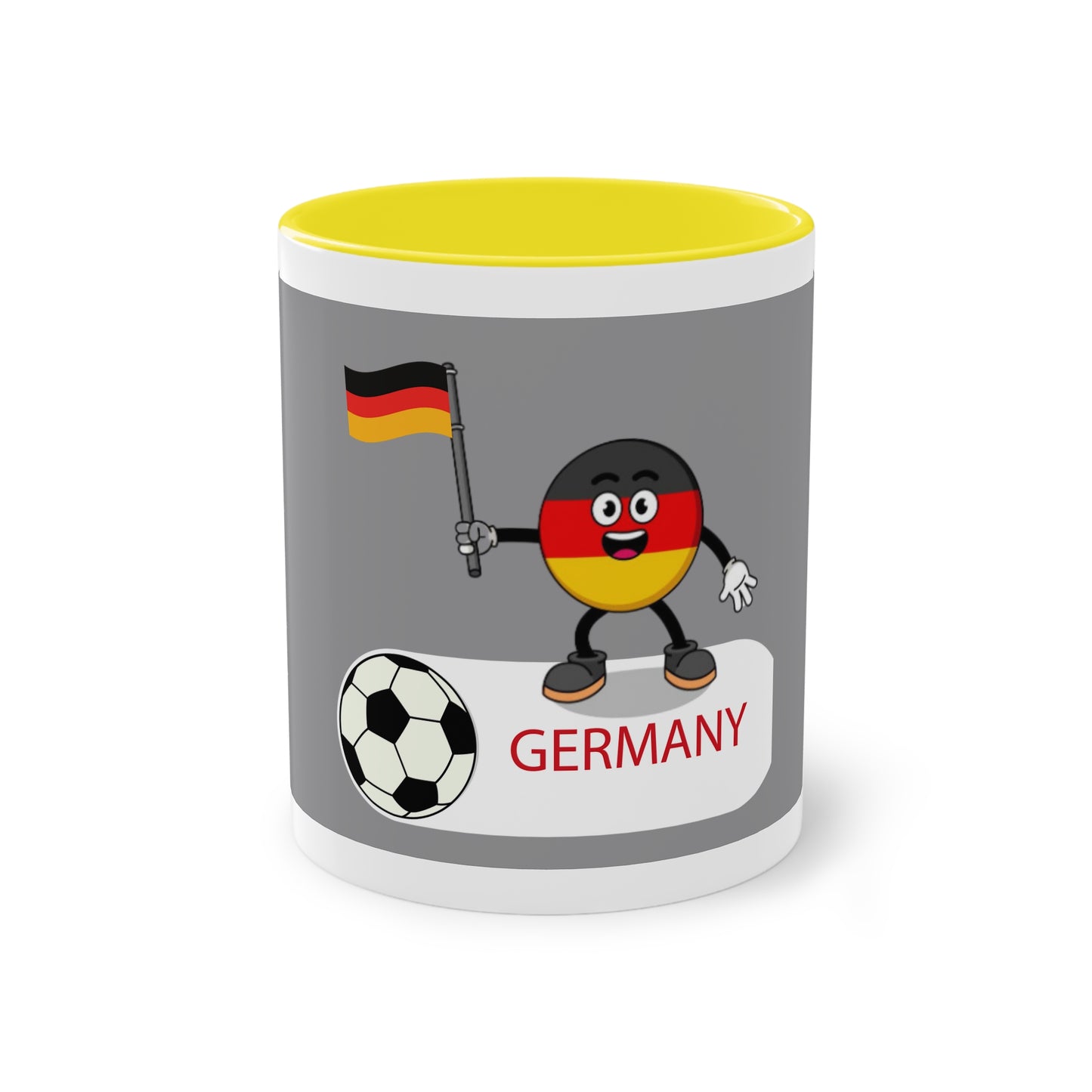 Germany - Top Fan forever - auf Kaffeetassen bedruckt; weißer Außenbereich mit mehrfarbigem Innenbereich und Henkel, große; 11 Unzen