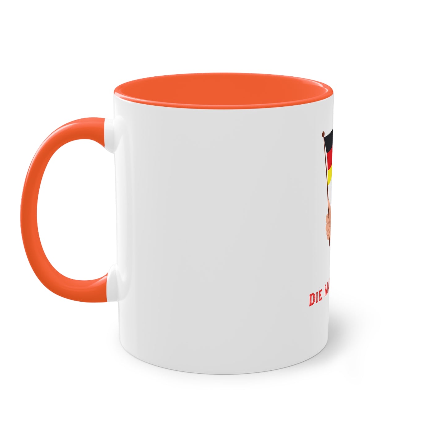 Fans für die Mannschaft, für Deutschland – Perfekt für den Morgenkaffee, weißer Außenbereich mit mehrfarbigem Innenbereich und Henkel, große; 11 Unzen