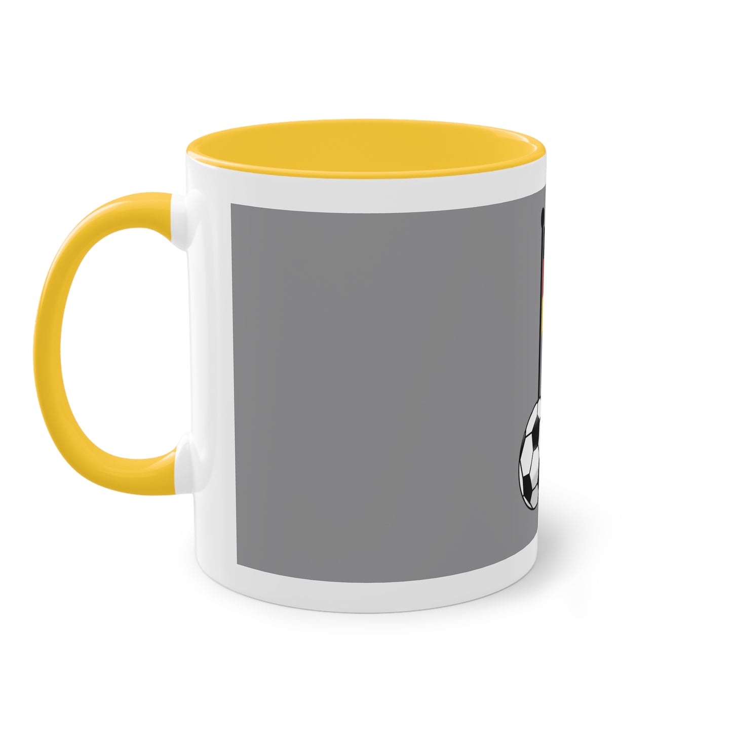 Hochwertige Teetassen mit deutschen Kulturmotiven - Soccer Motiv– Perfekt für den Morgenkaffee, weißer Außenbereich mit mehrfarbigem Innenbereich und Henkel, große; 11 Unzen
