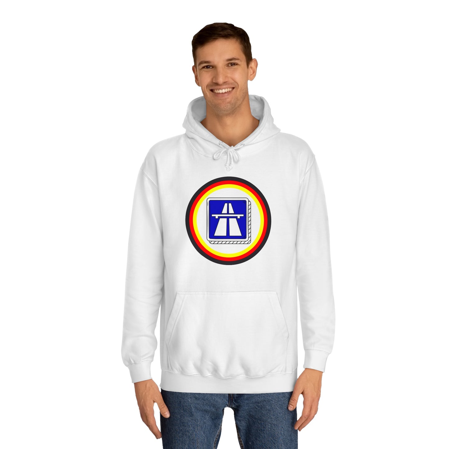 Copy of Autobahnschild auf Hoodies. Fahren Sie sicher.