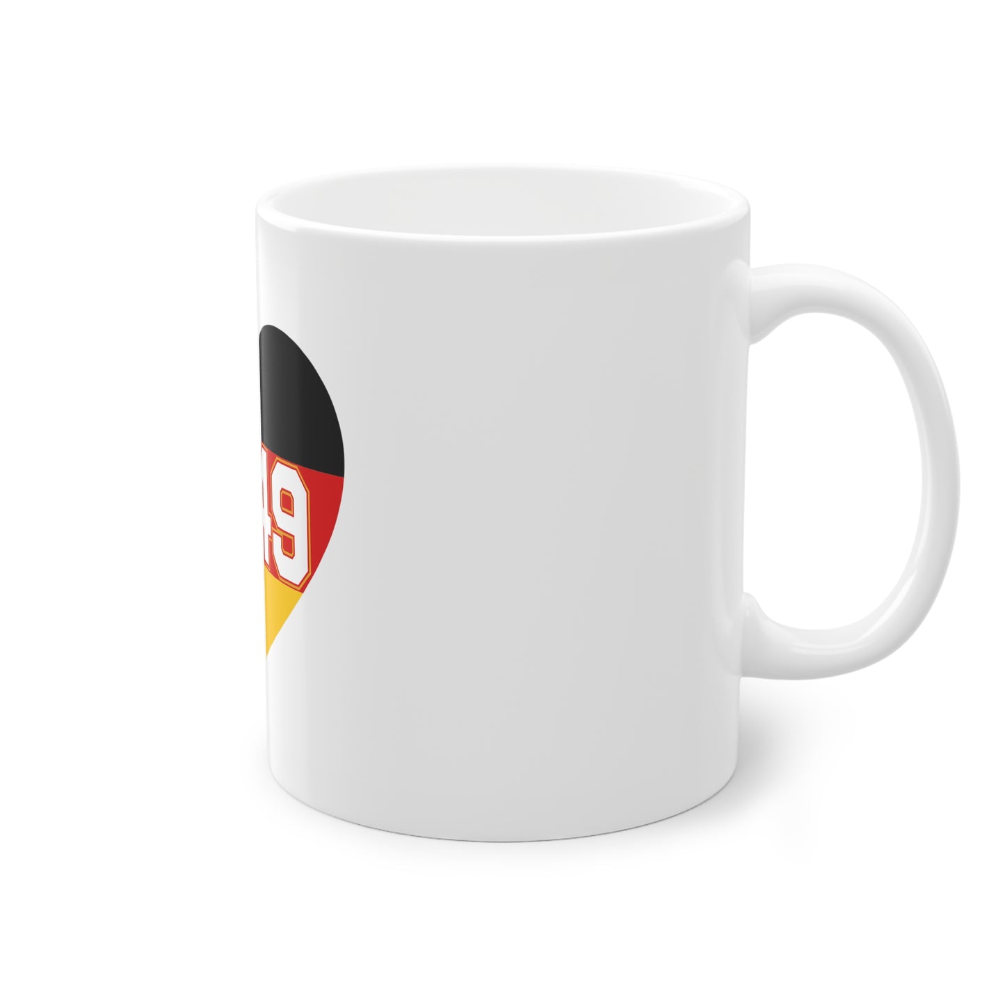 Liebe für 0049 - Internationale Nummer Deutschlands - auf Kaffeetasse, Teetasse bedruckt - Farbe: weiß, Standardtasse, groß 11 Unzen