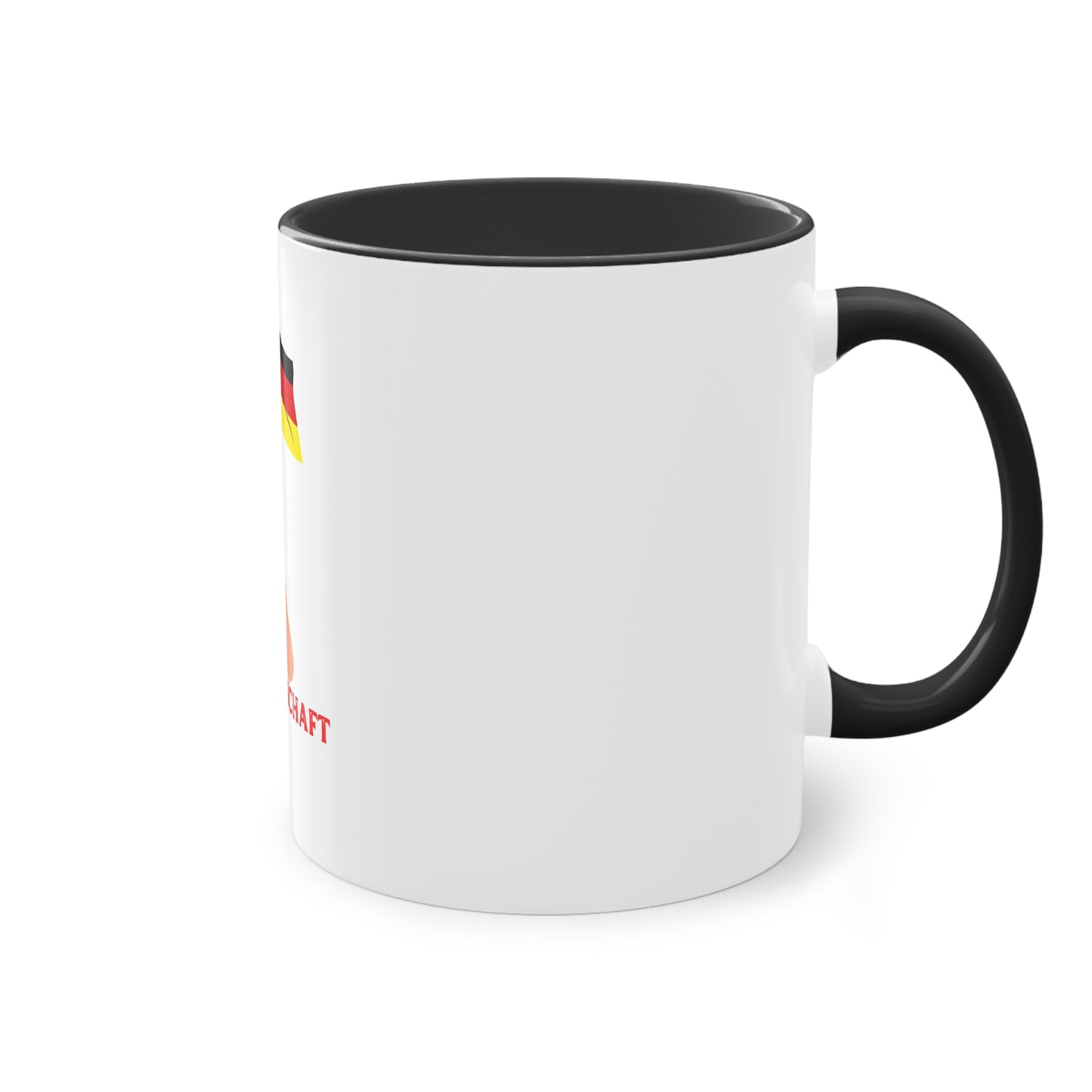 Fans für die Mannschaft, für Deutschland – Perfekt für den Morgenkaffee, weißer Außenbereich mit mehrfarbigem Innenbereich und Henkel, große; 11 Unzen