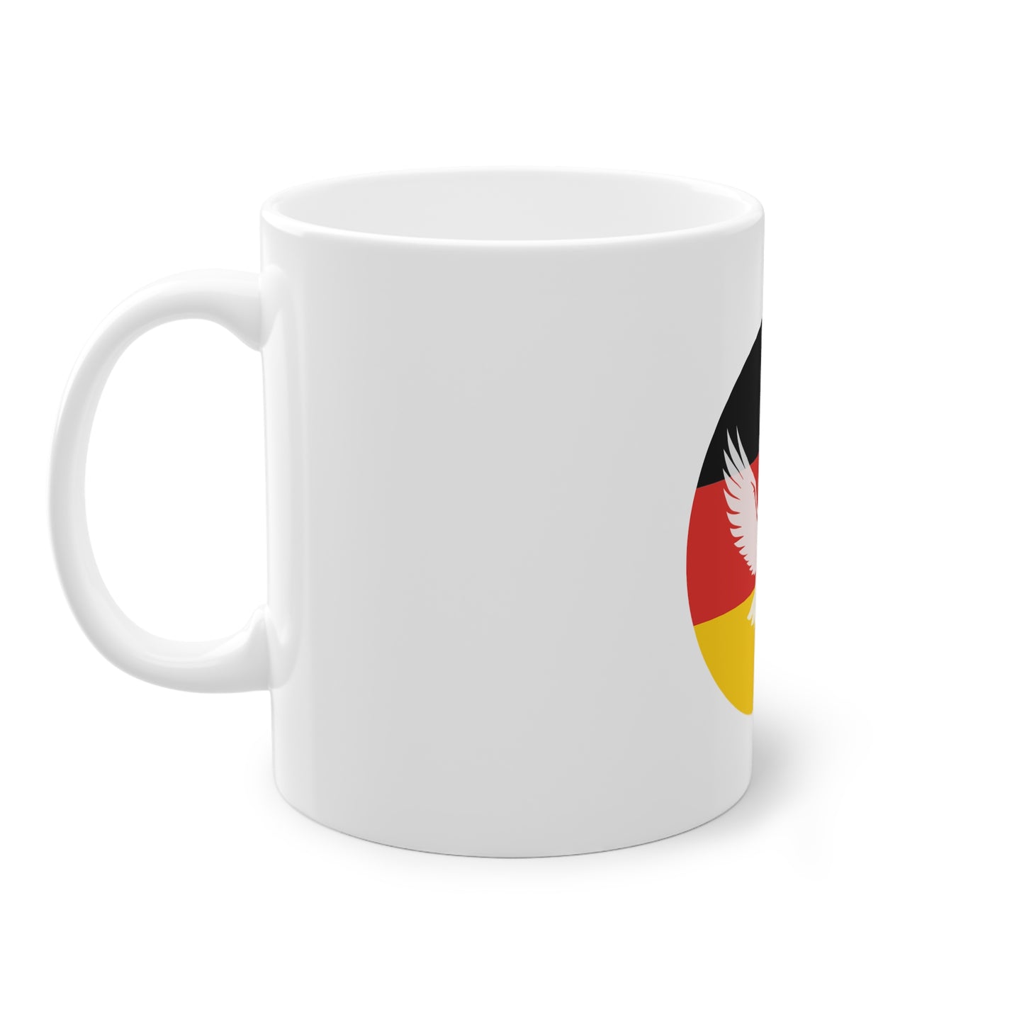 Deutscher fliegende Adler, ein Symbol für Frieden, Liebe und Einheit - auf Kaffeetassen bedruckt - Farbe: weiß, Standardtasse, groß 11 Unzen