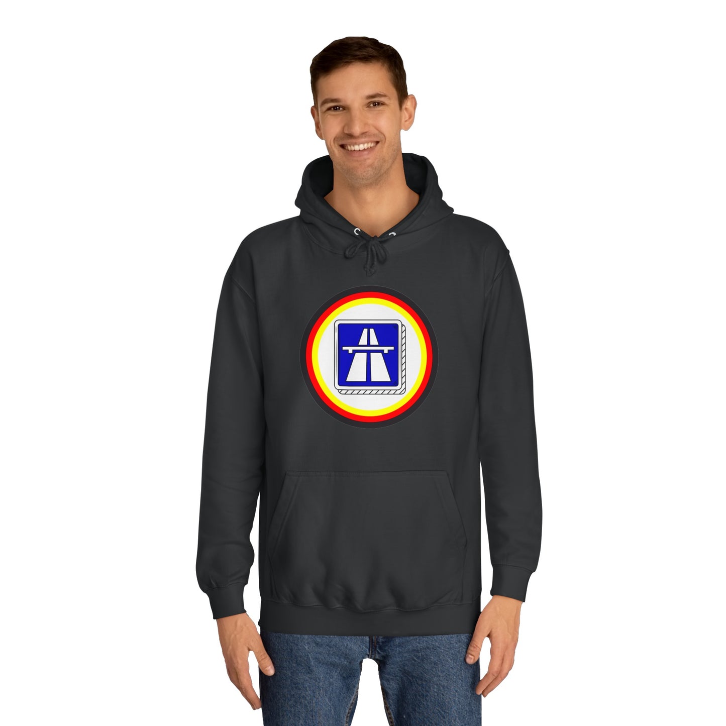 Copy of Autobahnschild auf Hoodies. Fahren Sie sicher.