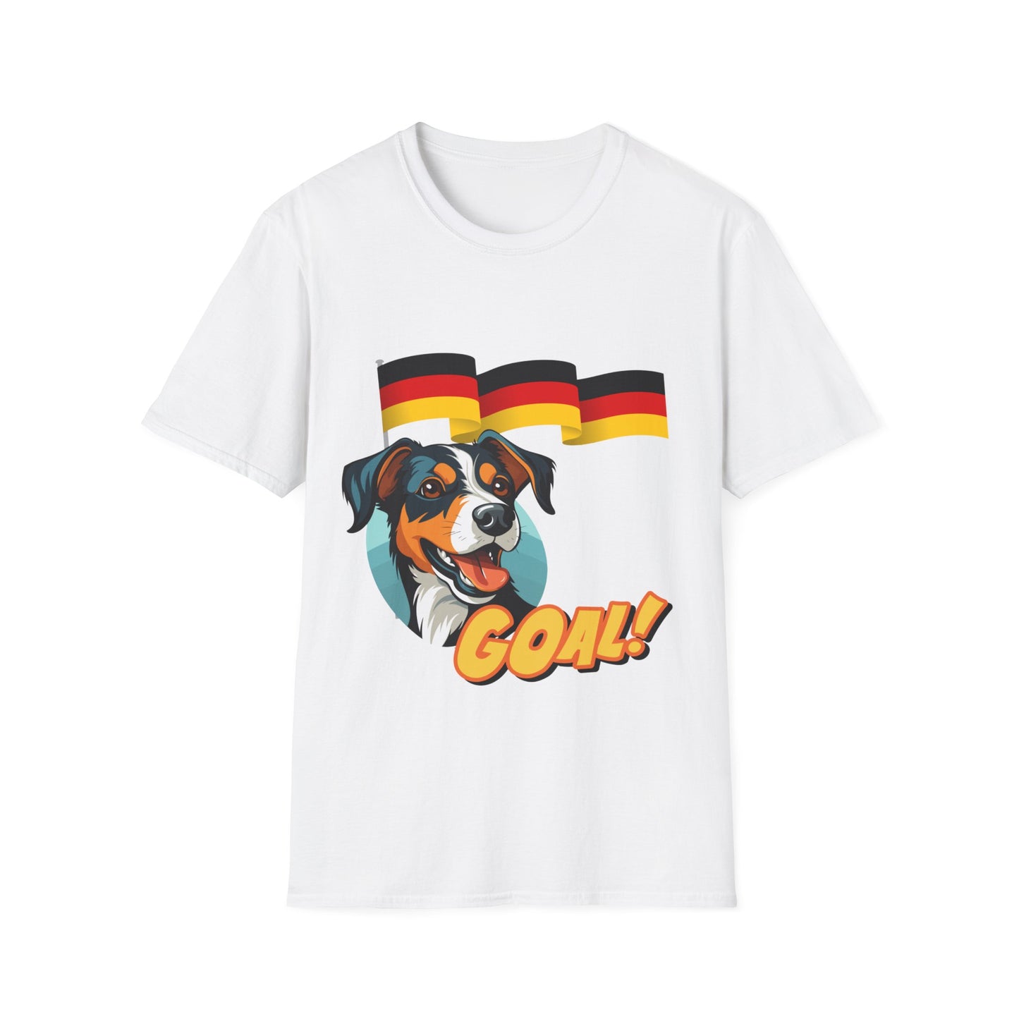 Deutsche Hunde für die Nationalmannschaft - Fußballfan Unisex T-Shirts mit Flaggen und Toren