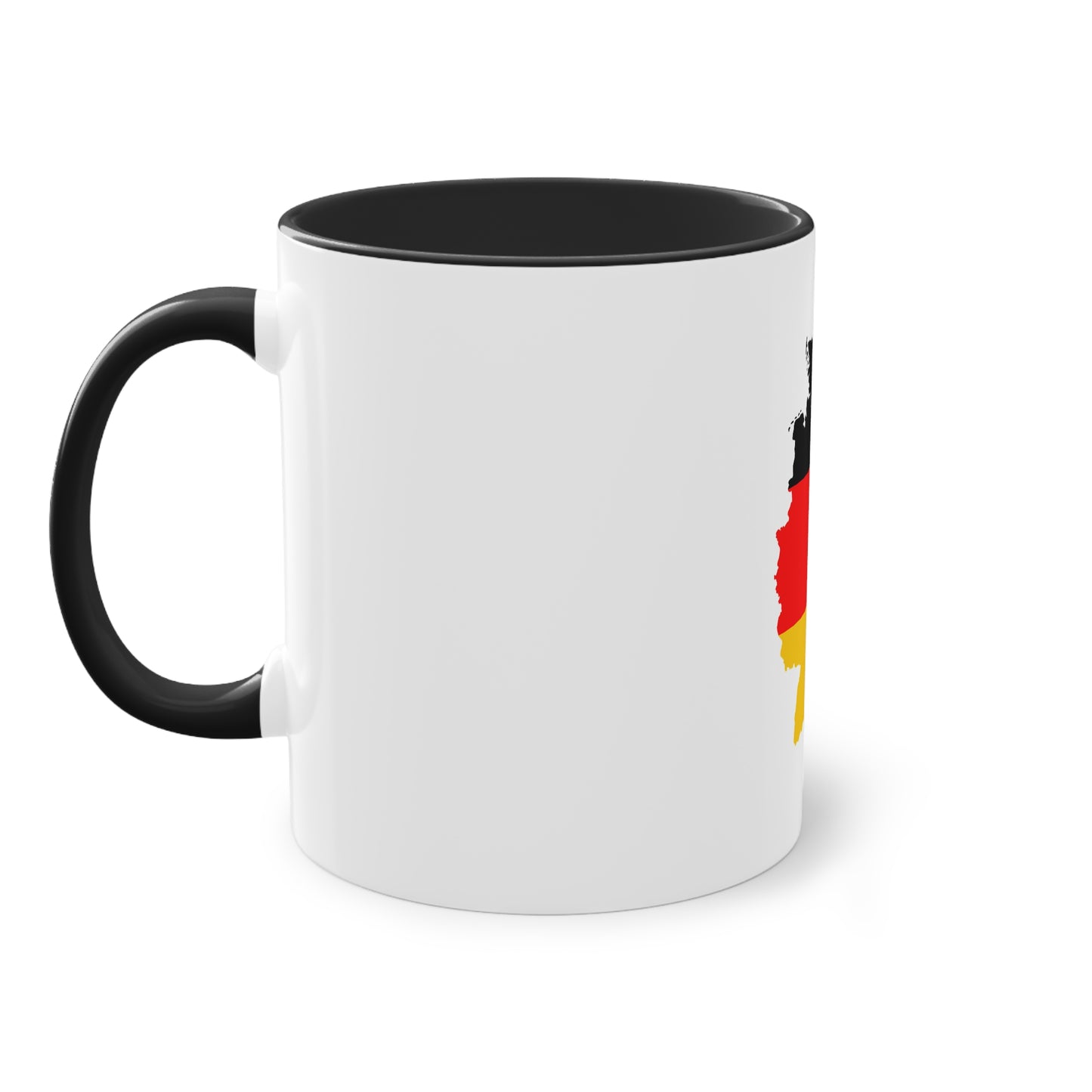 Deutschlandkarte auf Kaffeetassen, Teetassen bedruckt; weißer Außenbereich mit mehrfarbigem Innenbereich und Henkel, große; 11 Unzen