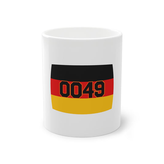 0049 - Internationale Nummer Deutschlands - auf Kaffeetasse, Teetasse bedruckt - Farbe: weiß, Standardtasse, groß 11 Unzen