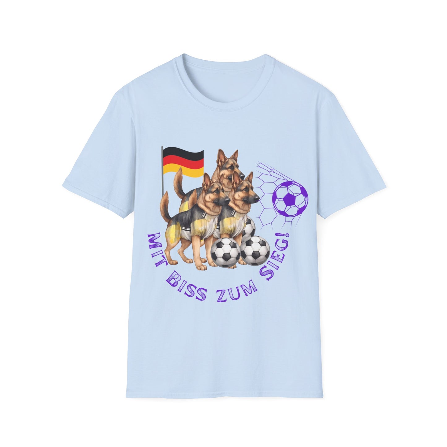 Mit biss zum Sieg für Deutschland, Fußballs Top-Hundefans auf Unisex-T-Shirts