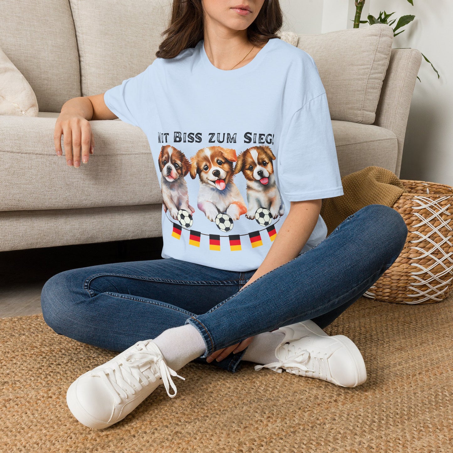 Deutsche Hunde für die Nationalmannschaft, Fußballfan Unisex T-Shirts tragen mit bis zum Sieg - Schwarz