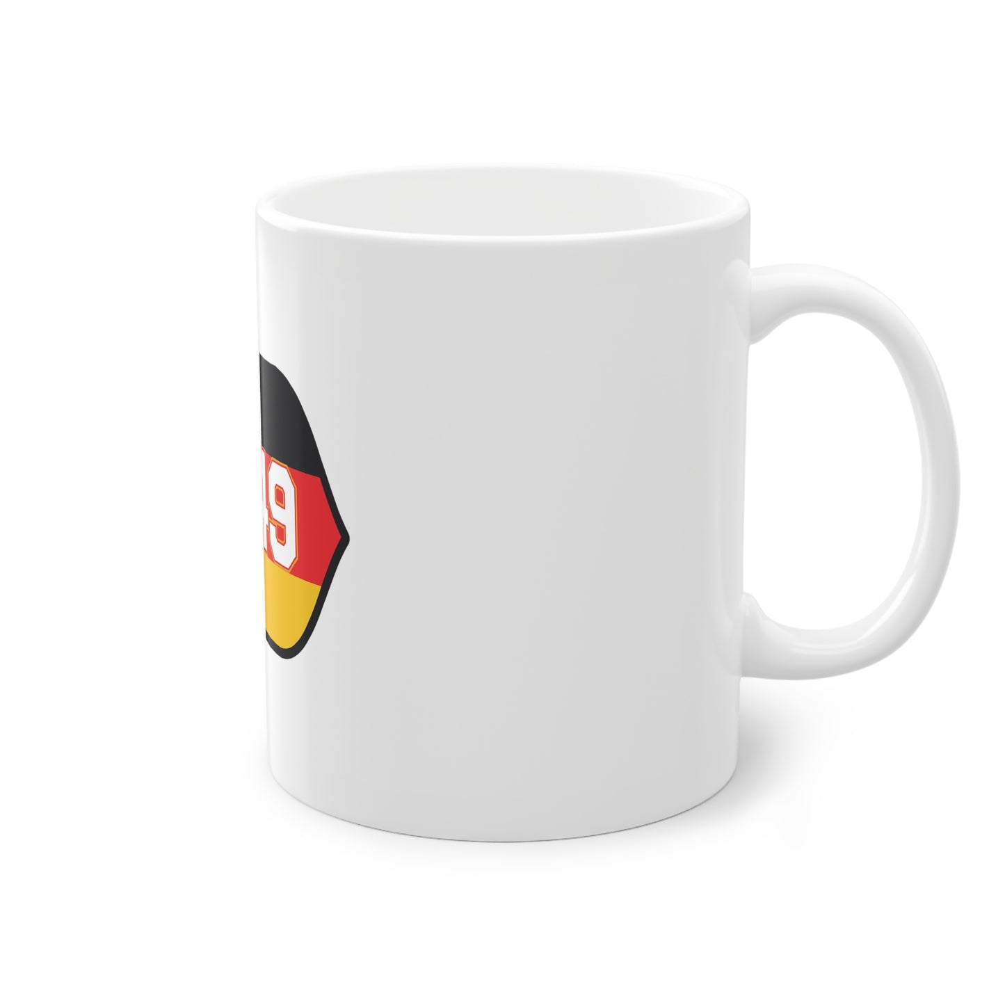 Deutschland Ausland 0049 - auf Kaffeetasse, Standardtasse für jeden Tag, Farbe: weiß, groß 11 Unzen, bedruckt