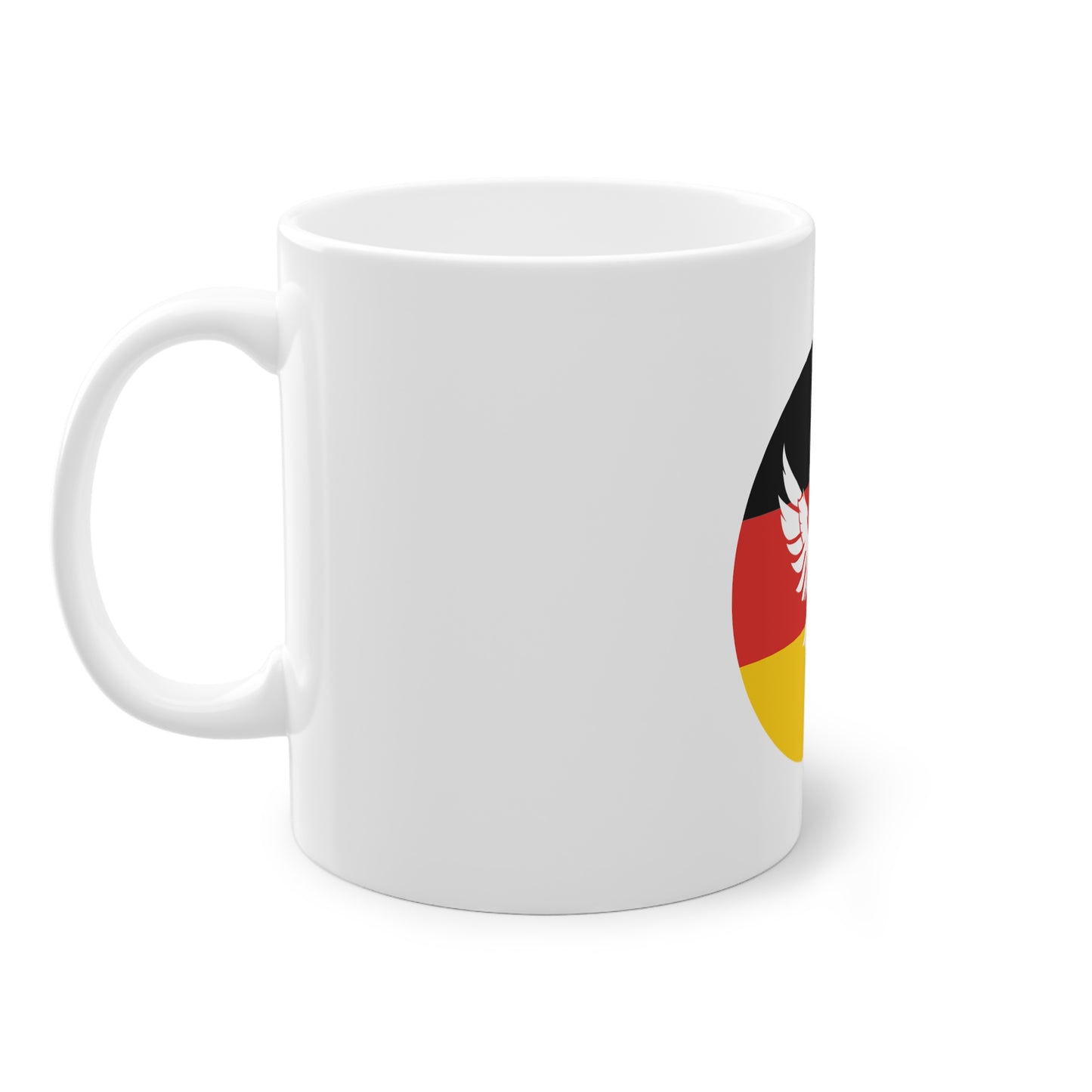 Deutscher fliegende Adler, ein Symbol für Frieden, Liebe und Einheit - auf Kaffeetassen bedruckt - Farbe: weiß, Standardtasse, groß 11 Unzen