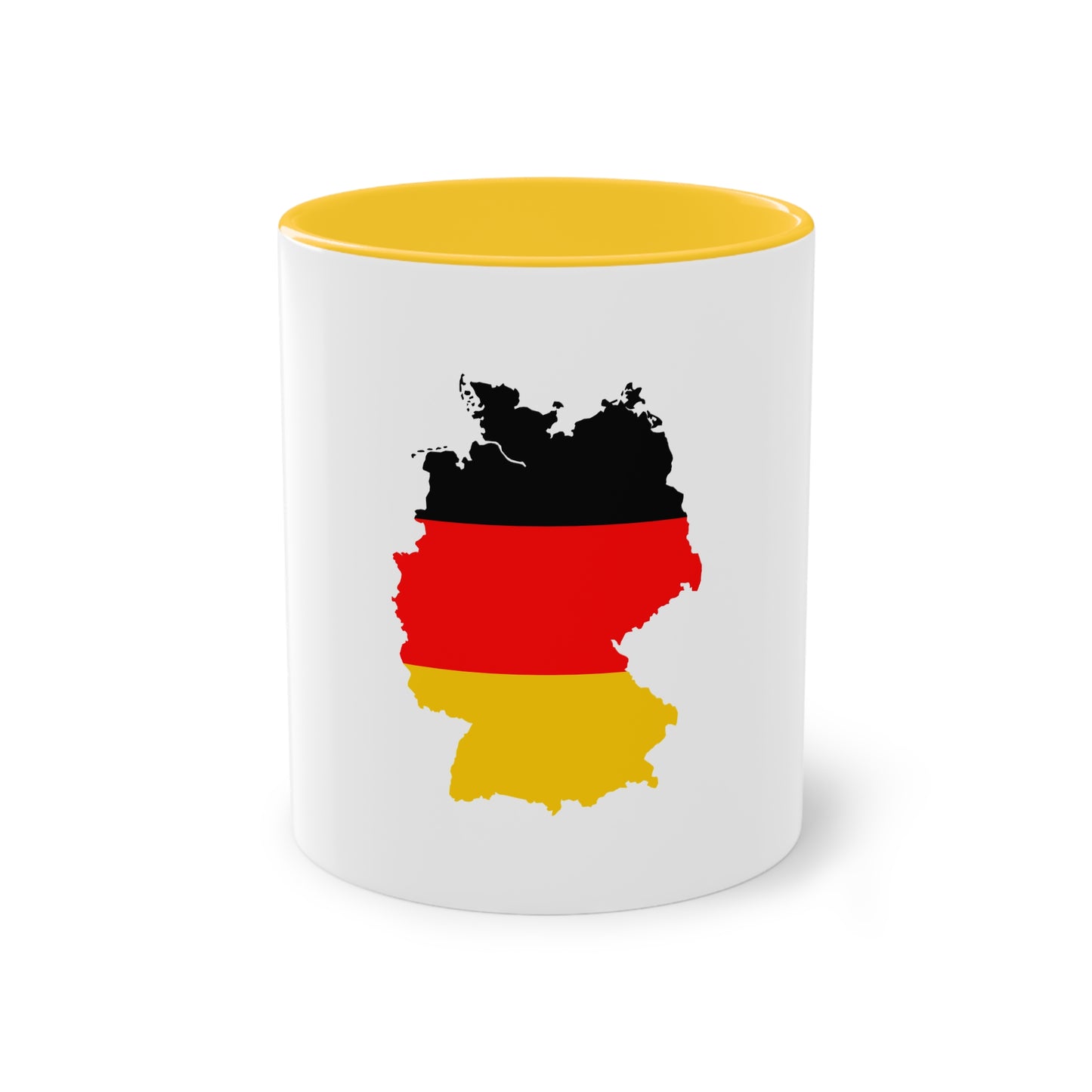 Deutschlandkarte auf Kaffeetassen, Teetassen bedruckt; weißer Außenbereich mit mehrfarbigem Innenbereich und Henkel, große; 11 Unzen