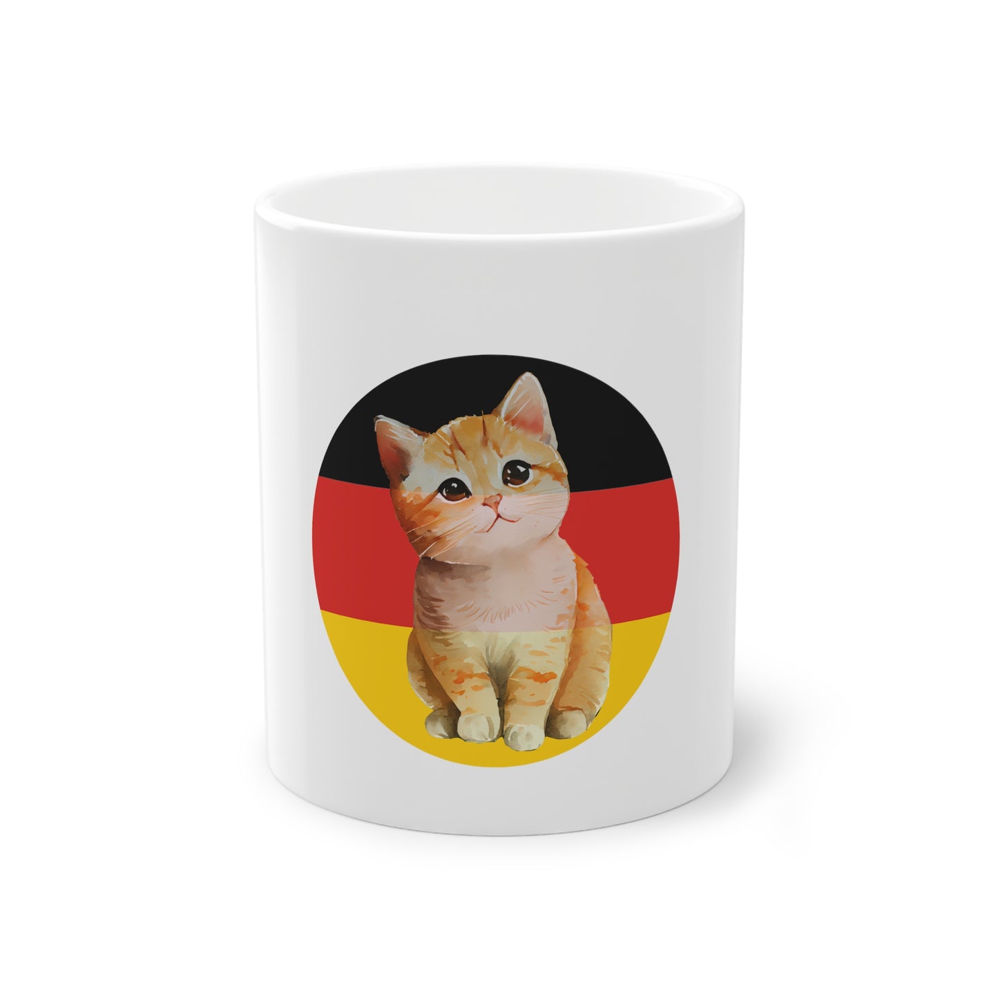 Deutschlands Katzen in voller Unterstützung - auf Kaffeetassen bedruckt - Farbe: weiß, Standardtasse, groß 11 Unzen