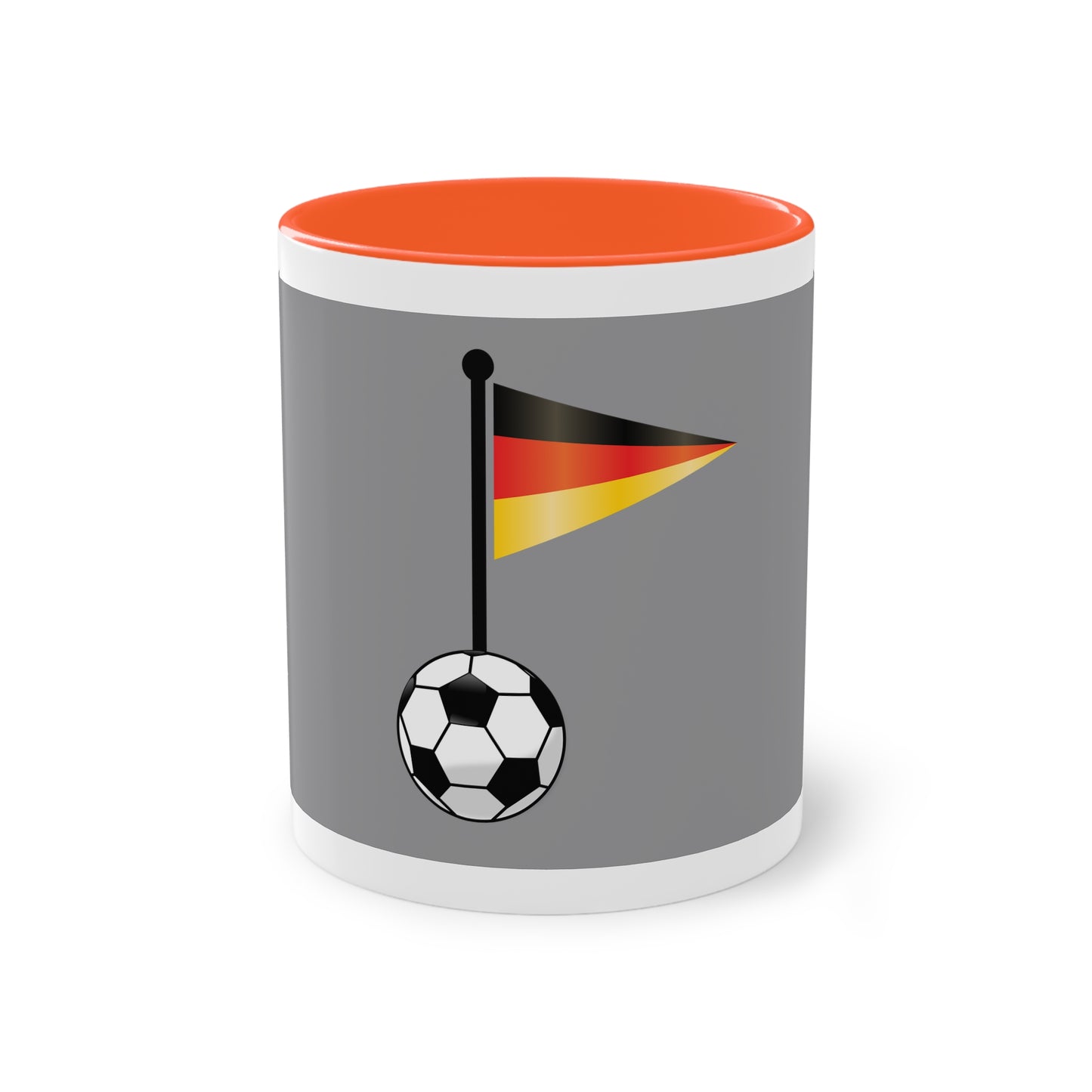 Hochwertige Teetassen mit deutschen Kulturmotiven - Soccer Motiv– Perfekt für den Morgenkaffee, weißer Außenbereich mit mehrfarbigem Innenbereich und Henkel, große; 11 Unzen