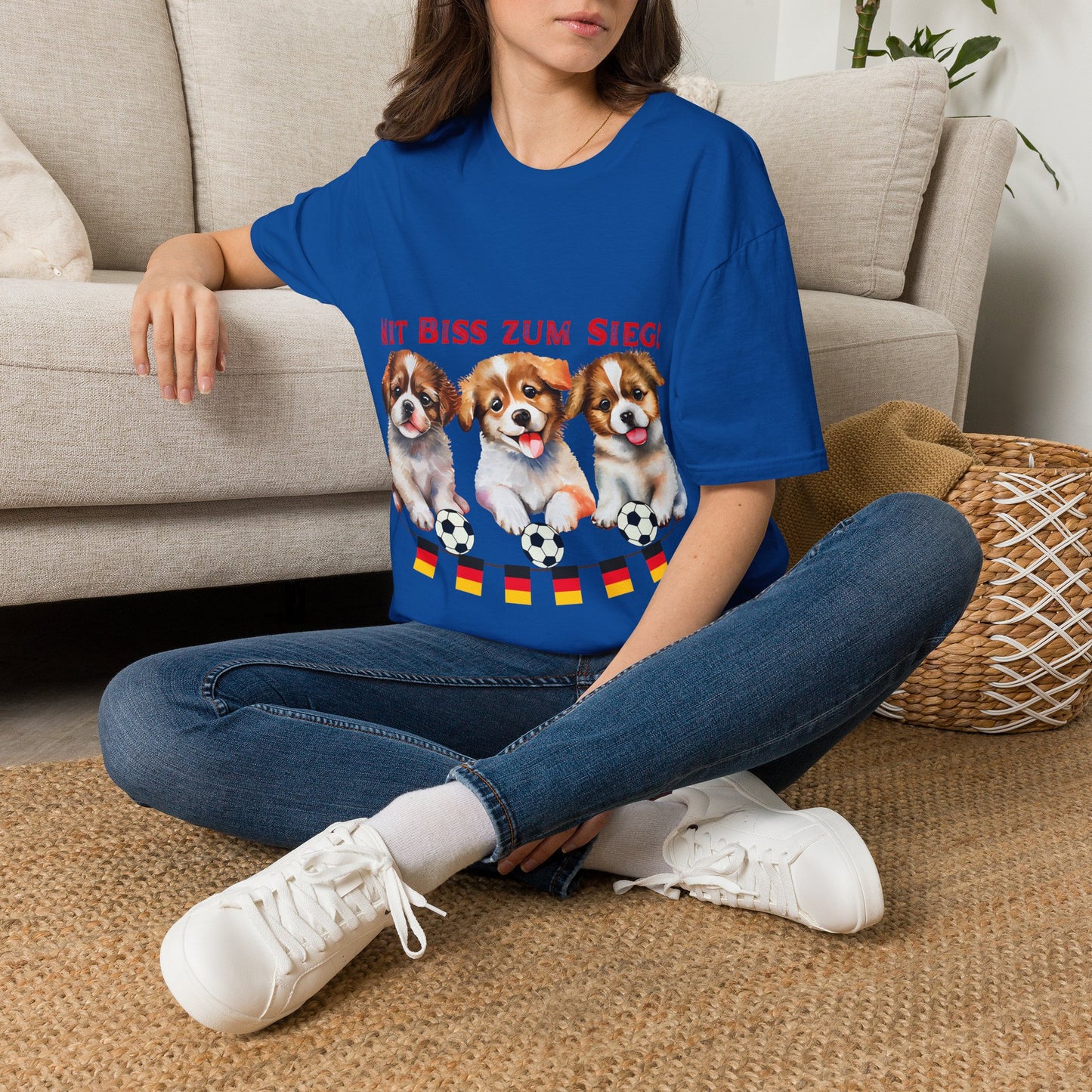 Deutsche Hunde für die Nationalmannschaft, Fußballfan Unisex T-Shirts tragen mit bis zum Sieg