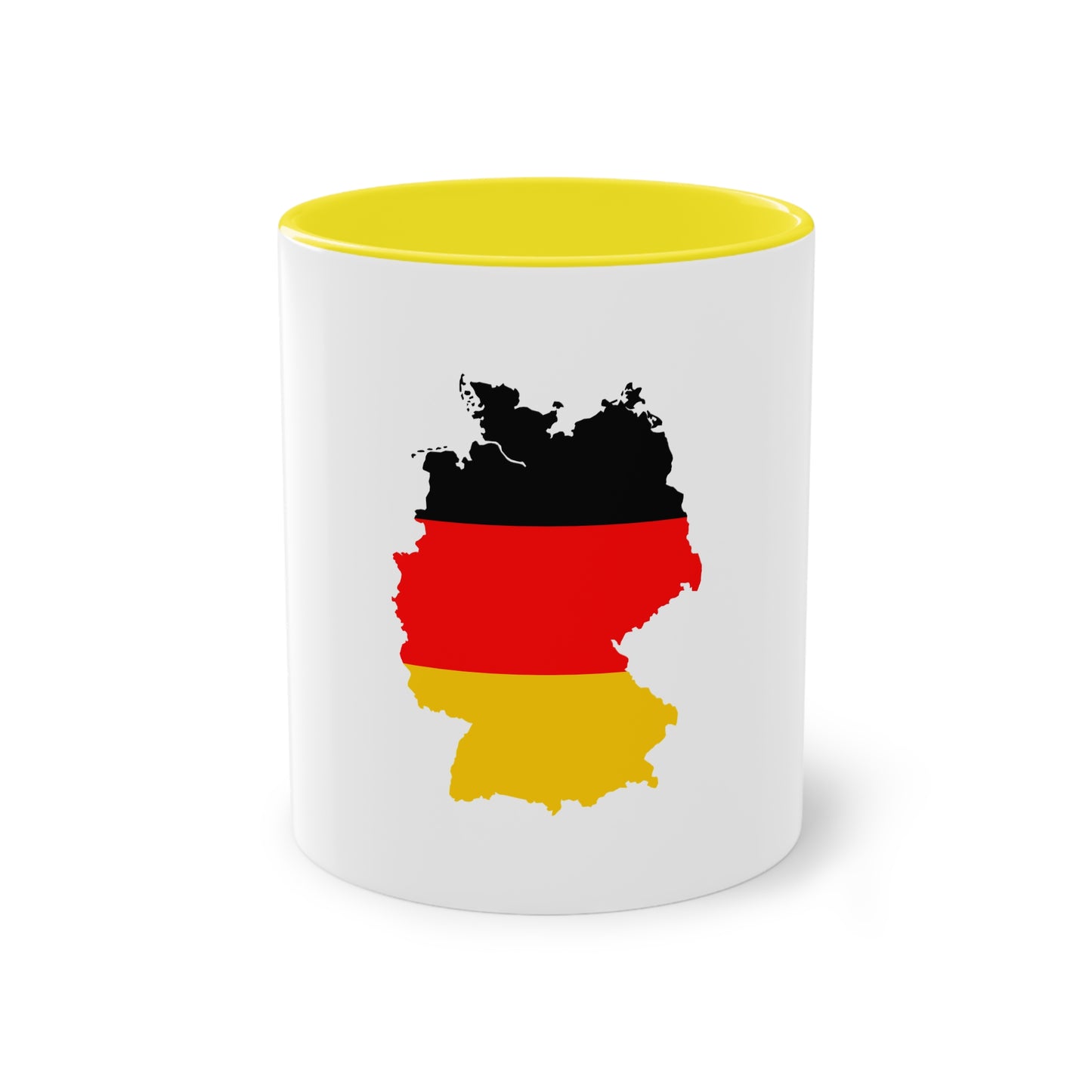Deutschlandkarte auf Kaffeetassen, Teetassen bedruckt; weißer Außenbereich mit mehrfarbigem Innenbereich und Henkel, große; 11 Unzen