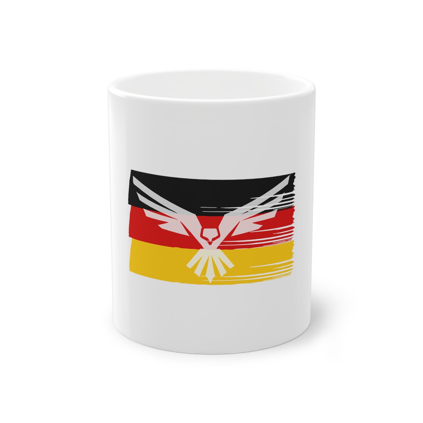 Deutscher fliegende Adler, ein Symbol für Frieden, Liebe und Einheit - auf Kaffeetassen bedruckt - Farbe: weiß, Standardtasse, groß 11 Unzen