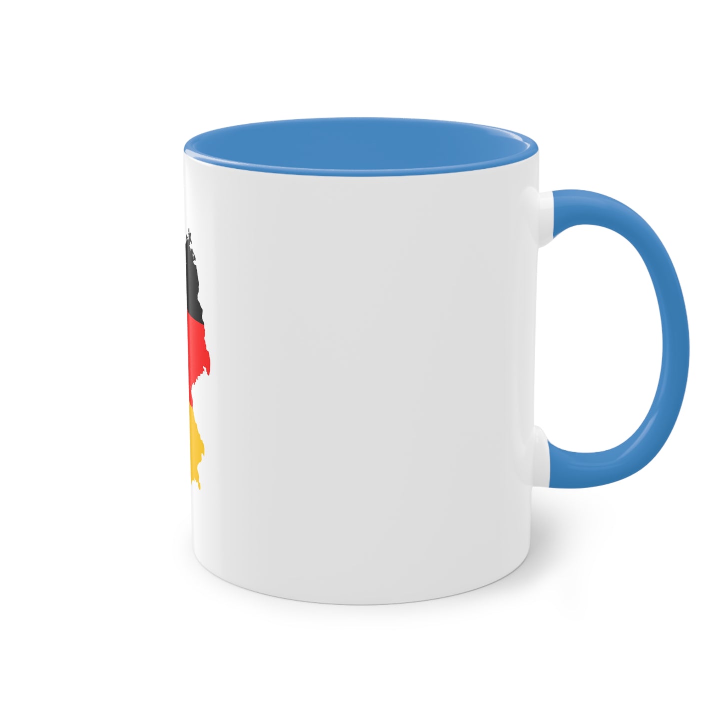 Deutschlandkarte auf Kaffeetassen, Teetassen bedruckt; weißer Außenbereich mit mehrfarbigem Innenbereich und Henkel, große; 11 Unzen