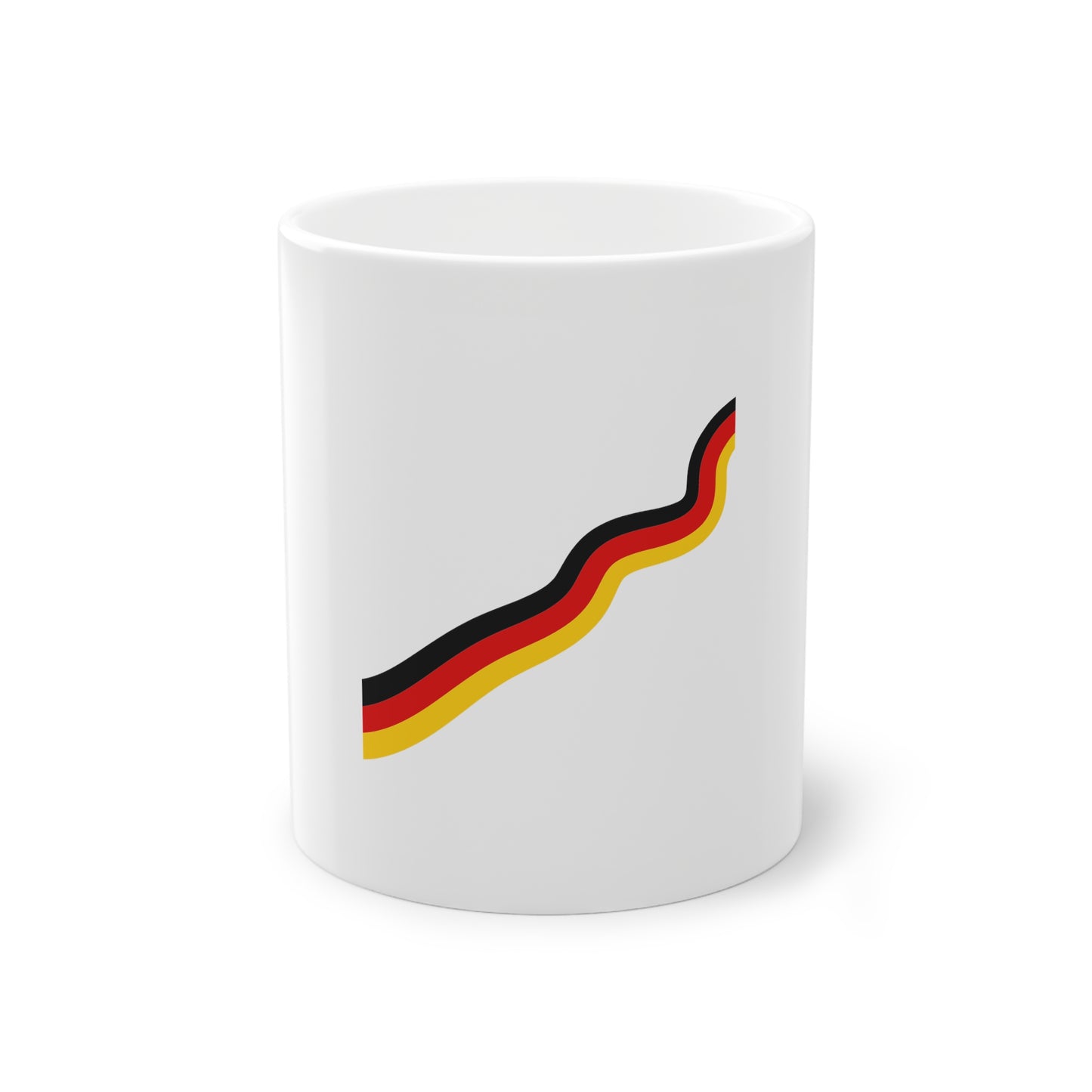 Der Weg nach Deutschland - Flagge Deutschlands auf Kaffeetassen bedruckt - Farbe: weiß, Standardtasse, groß 11 Unzen