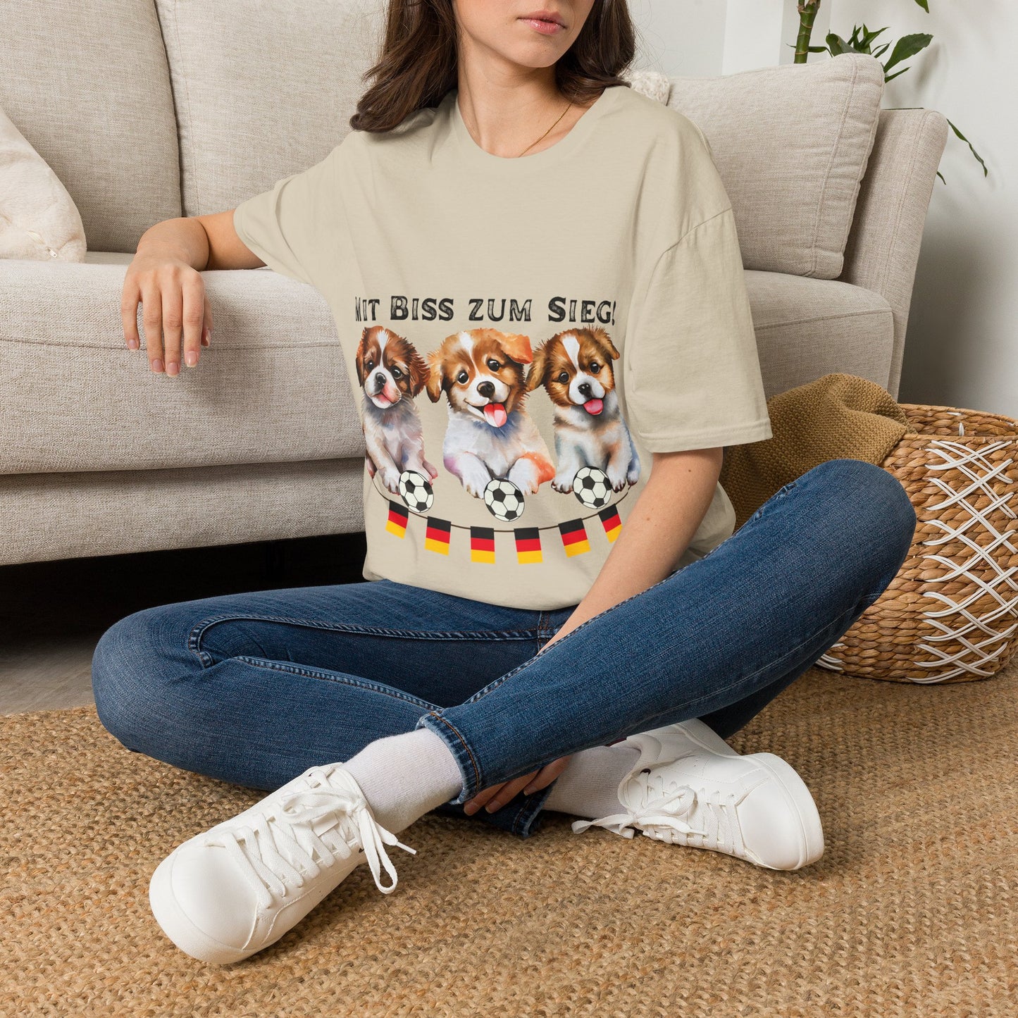 Deutsche Hunde für die Nationalmannschaft, Fußballfan Unisex T-Shirts tragen mit bis zum Sieg - Schwarz