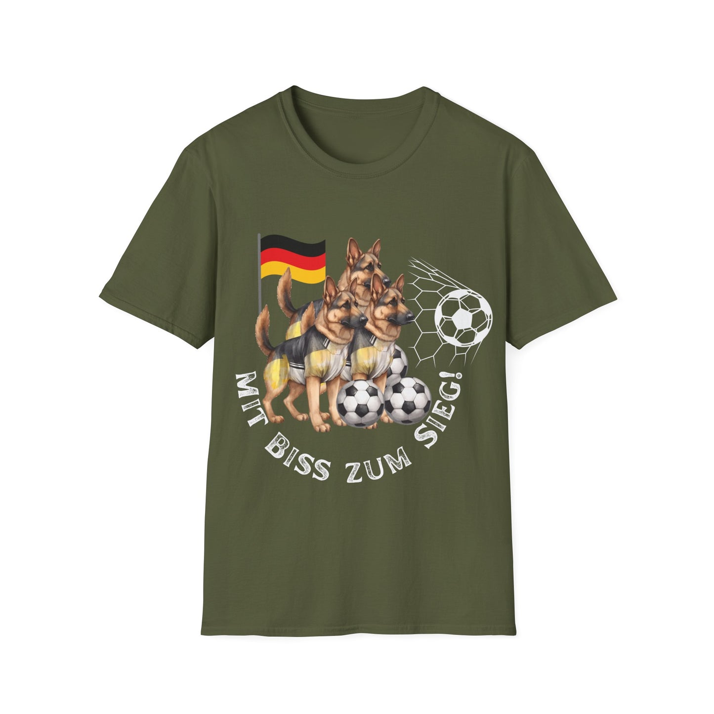 Mit biss zum Sieg für Deutschland, Fußballs Top-Hundefans auf Unisex-T-Shirts