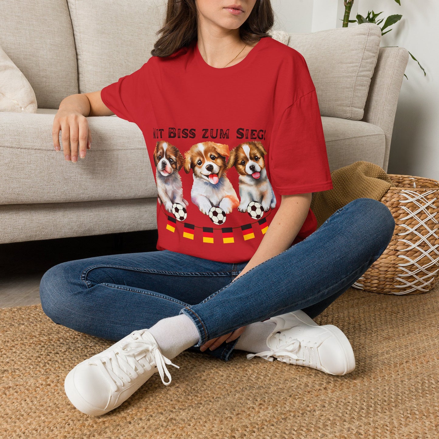 Deutsche Hunde für die Nationalmannschaft, Fußballfan Unisex T-Shirts tragen mit bis zum Sieg - Schwarz
