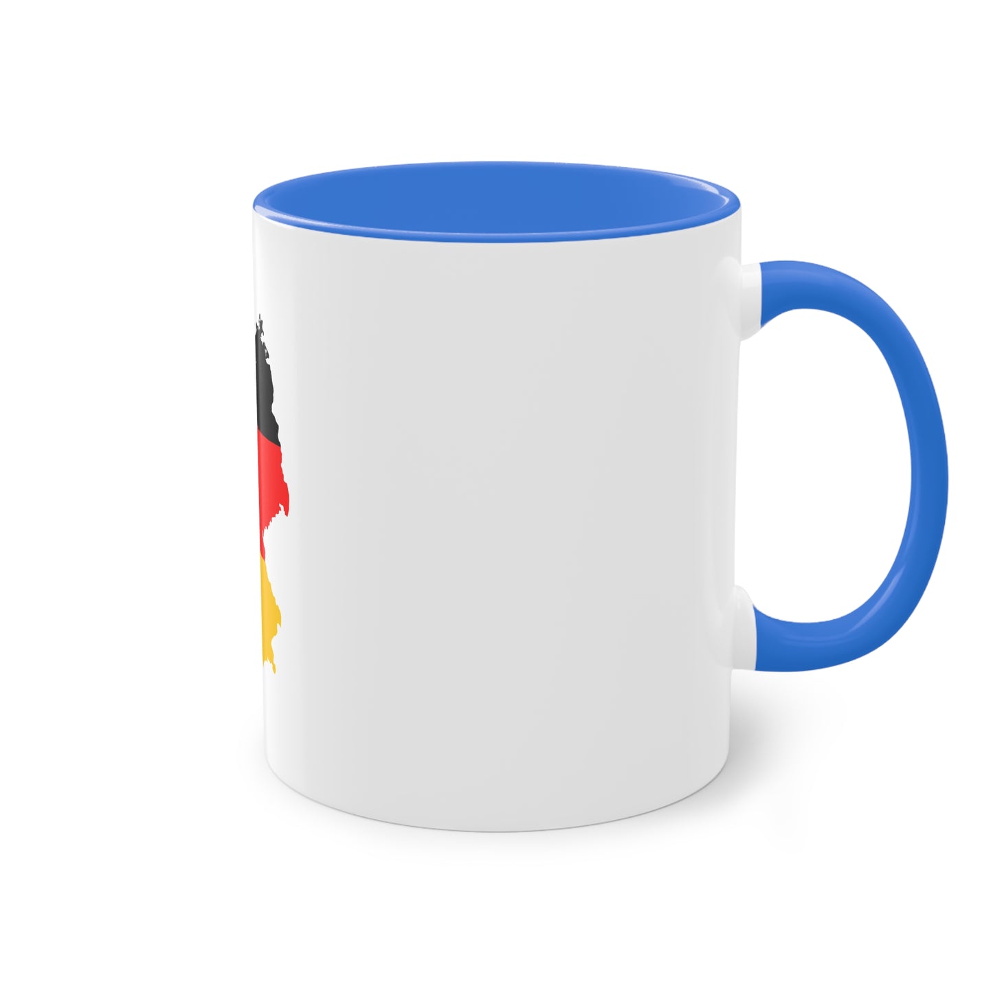 Deutschlandkarte auf Kaffeetassen, Teetassen bedruckt; weißer Außenbereich mit mehrfarbigem Innenbereich und Henkel, große; 11 Unzen