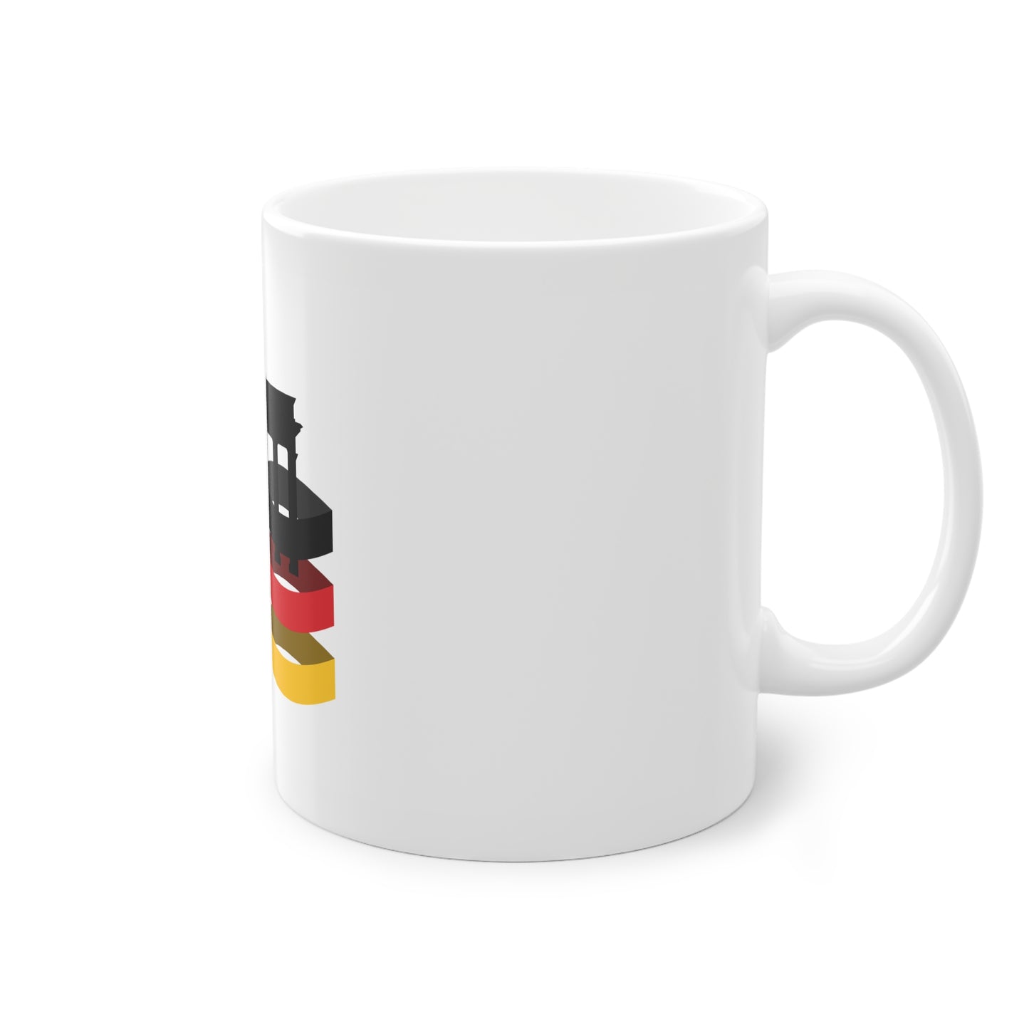 Deutsche Flagge auf Brandenburg Tor - auf Kaffeetasse, Teetasse bedruckt - Farbe: weiß, Standardtasse, groß 11 Unzen