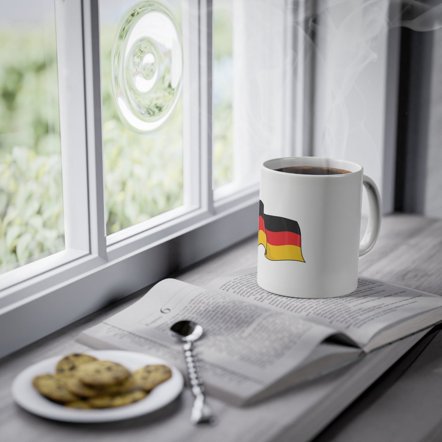 Welcome to Germany - Flagge Deutschlands auf Kaffeetassen bedruckt - Farbe: weiß, Standardtasse, groß 11 Unzen