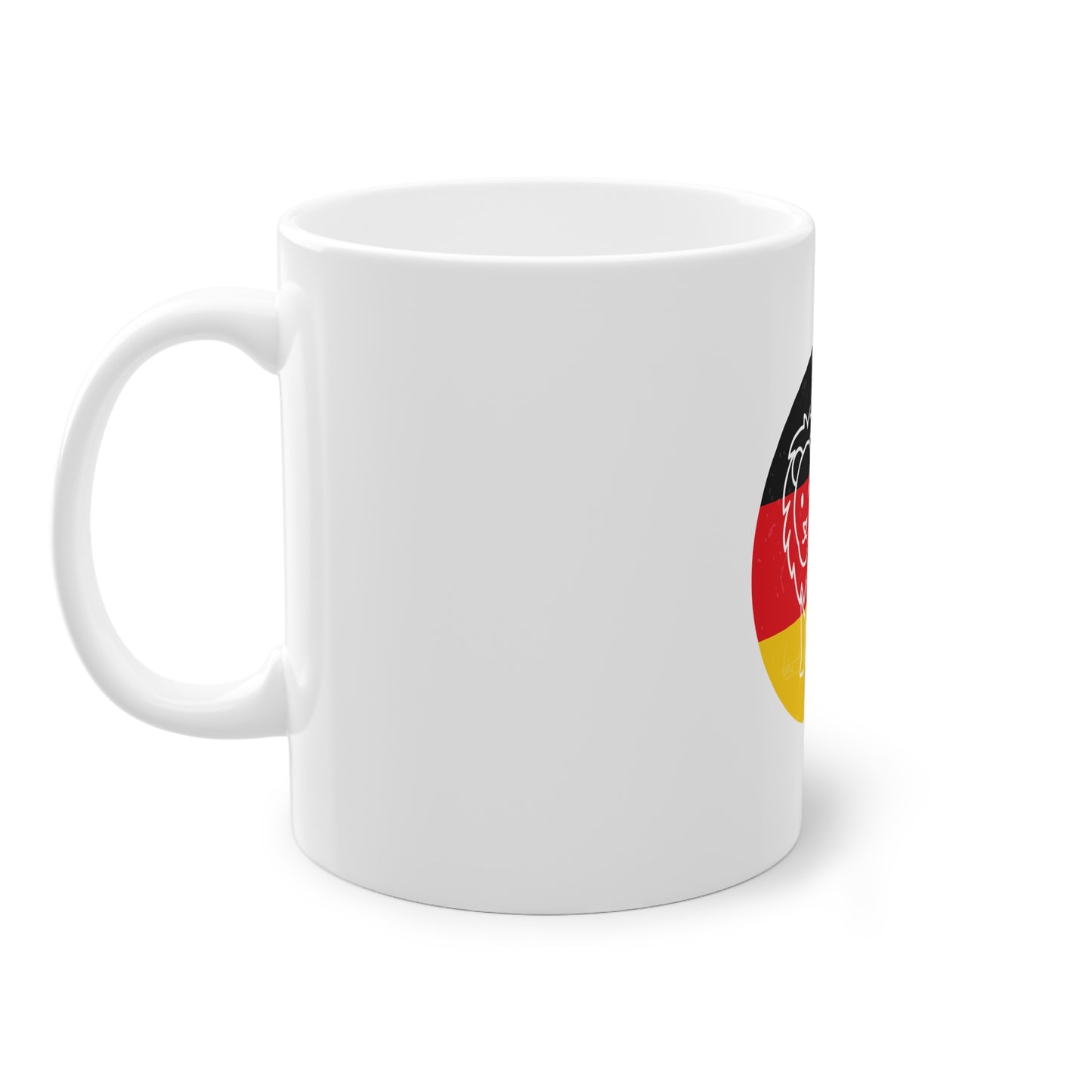 Der Löwe: Stolz und Stärke wie Deutschland - auf Kaffeetassen bedruckt - Farbe: weiß, Standardtasse, groß 11 Unzen