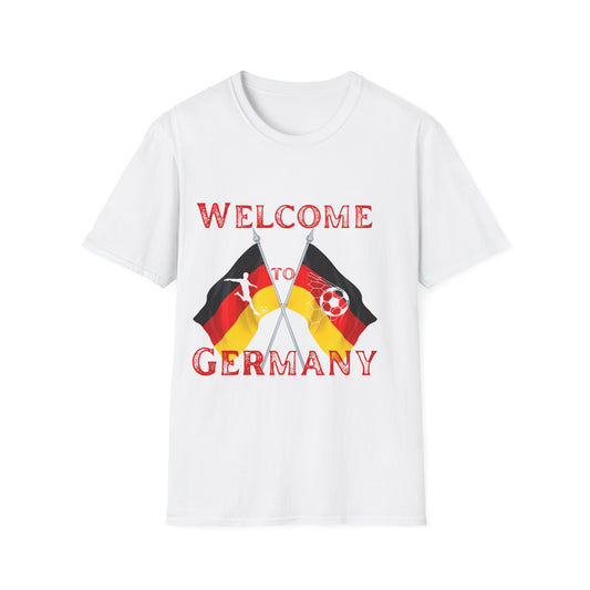 Welcome to Germany, Deutsche Nationalmannschaft, Fußballfan Unisex T-Shirts mit deutschen Flaggen