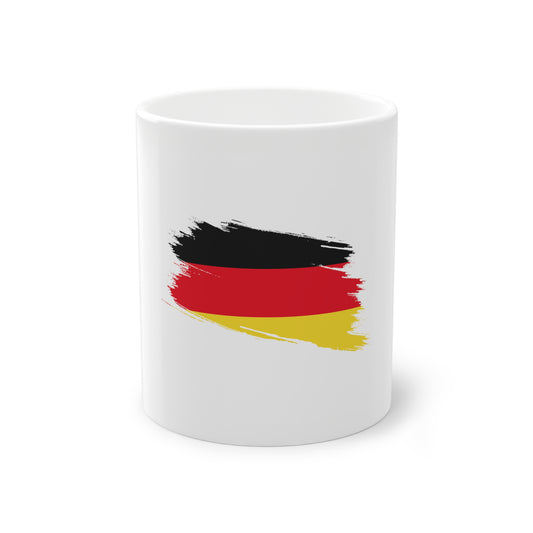 Willkommen in Deutschland - Flagge Deutschlands auf Kaffeetassen bedruckt - Farbe: weiß, Standardtasse, groß 11 Unzen