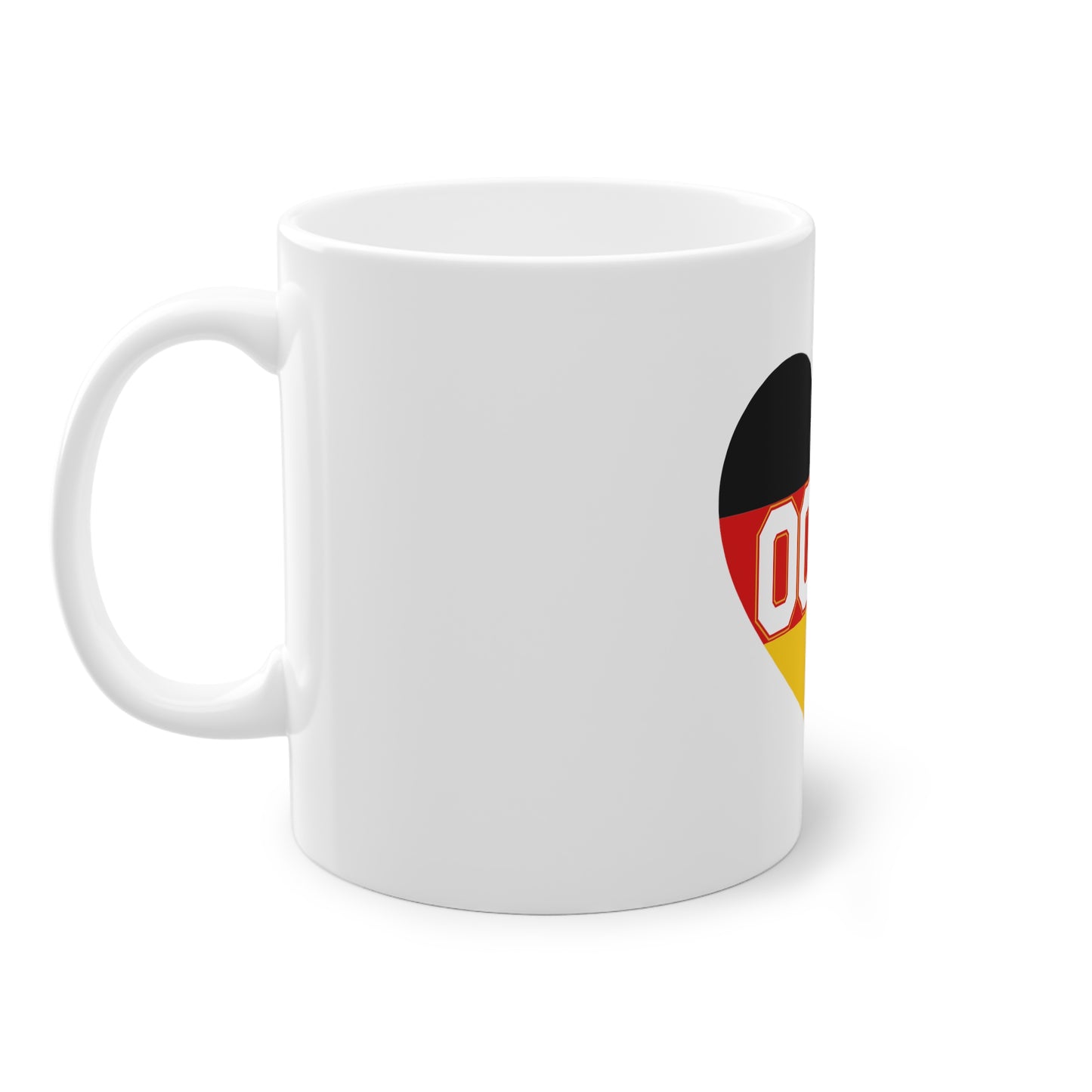 Liebe für 0049 - Internationale Nummer Deutschlands - auf Kaffeetasse, Teetasse bedruckt - Farbe: weiß, Standardtasse, groß 11 Unzen