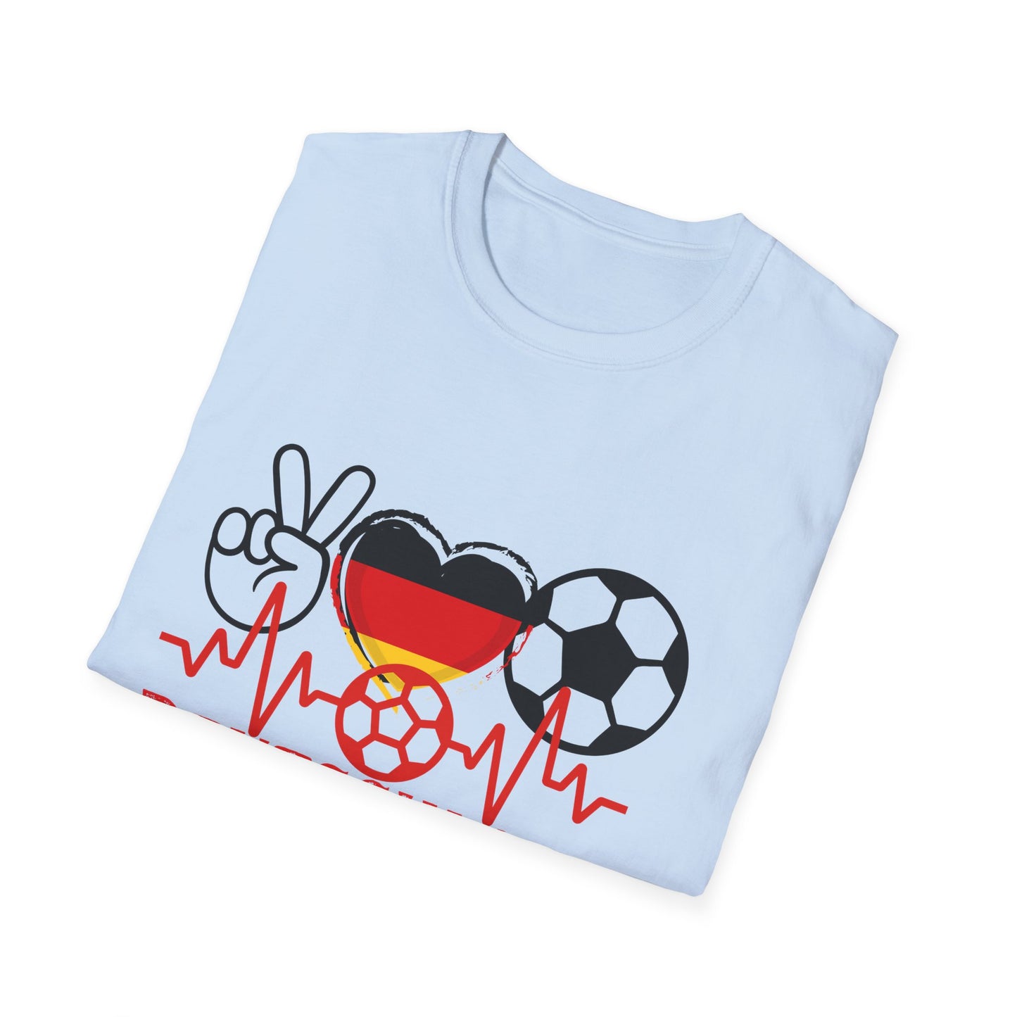 Das Herz und Liebe für Deutschland, Unisex T-Shirt-Motive für Fußballfans, Echte Fanbekleidung, Fantrikot mit Siegen