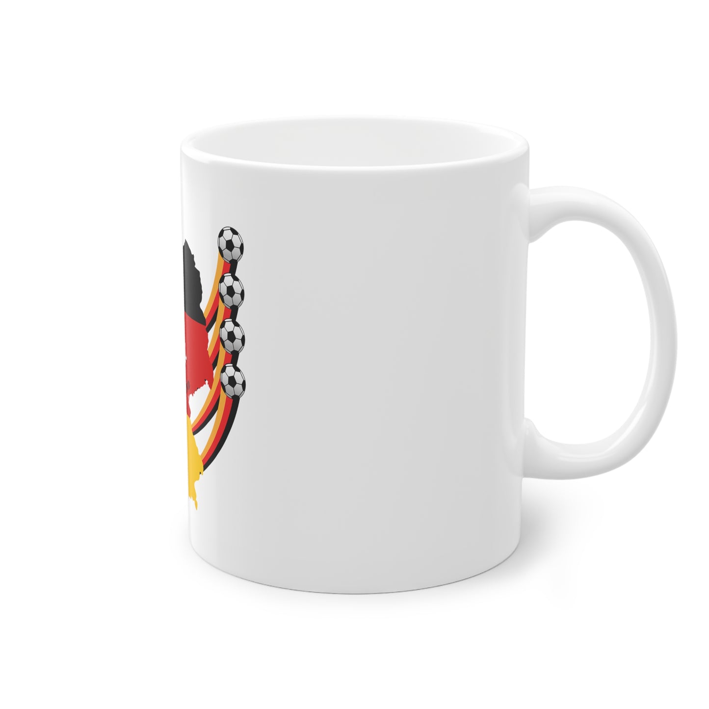 Fußball EM Deutschland 2024 auf Kaffeetassen bedruckt - Farbe: weiß, Standardtasse, groß 11 Unzen