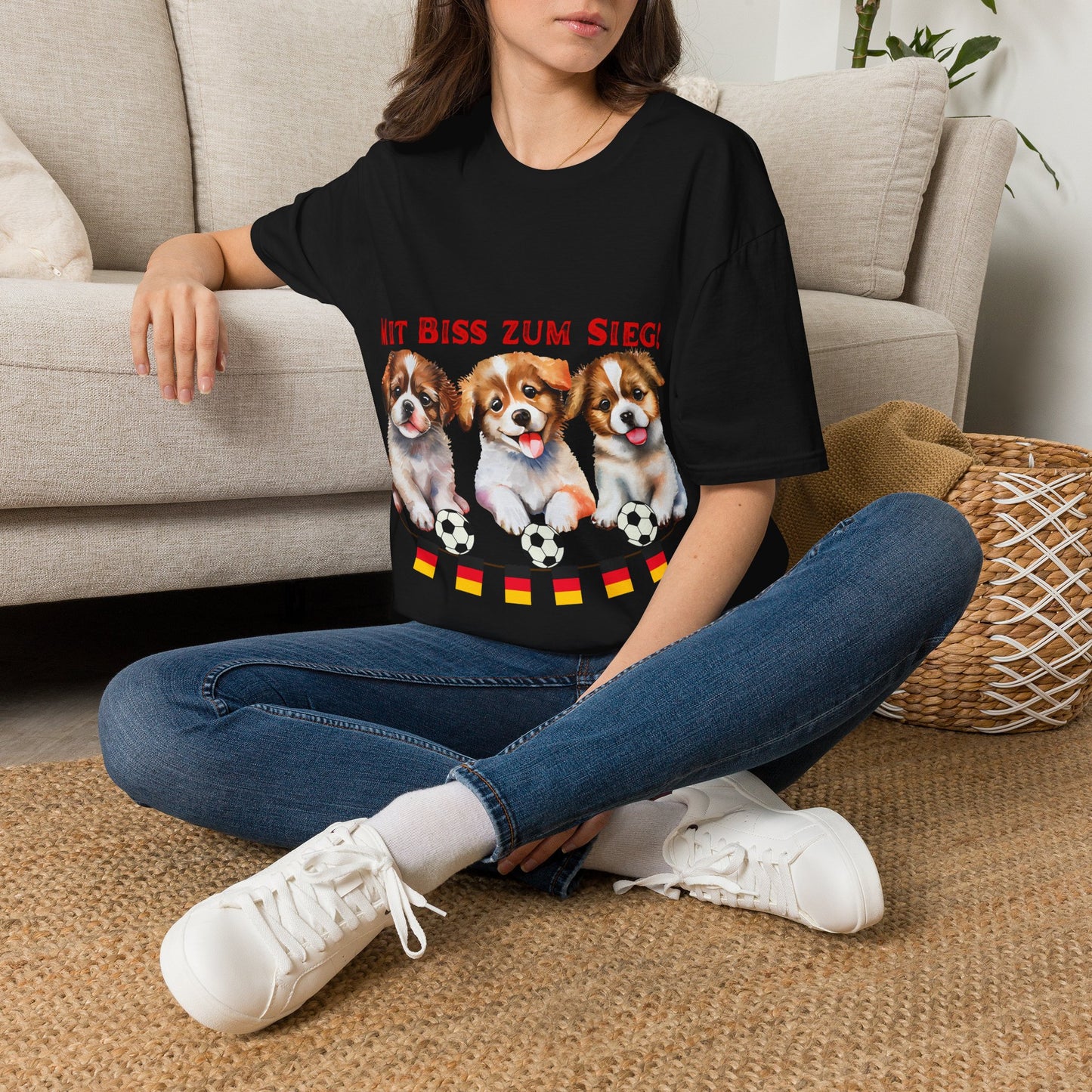 Deutsche Hunde für die Nationalmannschaft, Fußballfan Unisex T-Shirts tragen mit bis zum Sieg