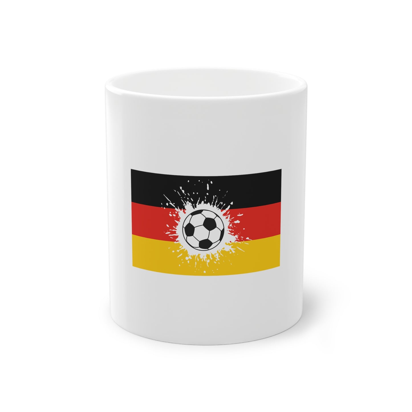 Fußball Splash auf Deutschland - auf Kaffeetassen bedruckt - Farbe: weiß, Standardtasse, groß 11 Unzen