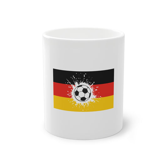 Fußball Splash auf Deutschland - auf Kaffeetassen bedruckt - Farbe: weiß, Standardtasse, groß 11 Unzen