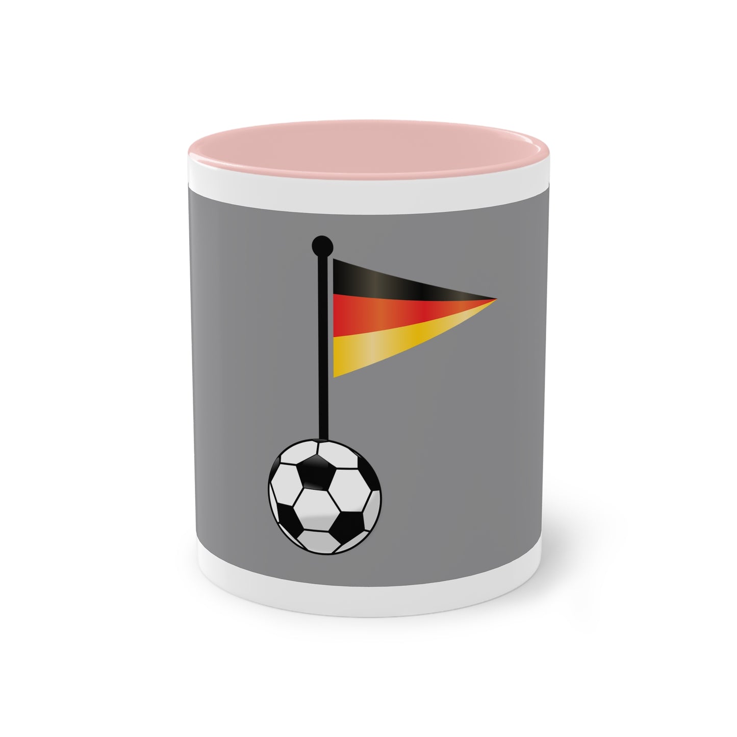 Hochwertige Teetassen mit deutschen Kulturmotiven - Soccer Motiv– Perfekt für den Morgenkaffee, weißer Außenbereich mit mehrfarbigem Innenbereich und Henkel, große; 11 Unzen