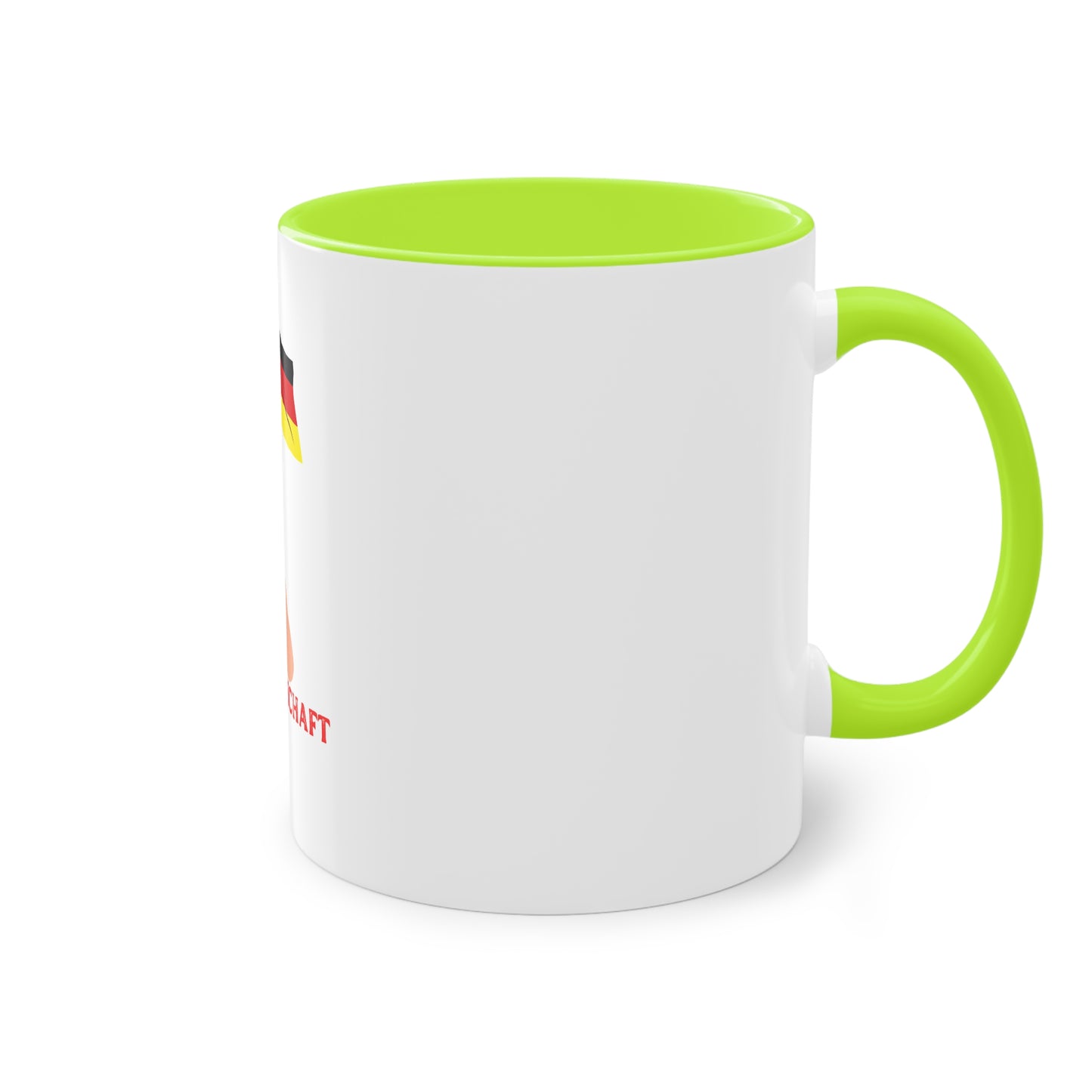 Fans für die Mannschaft, für Deutschland – Perfekt für den Morgenkaffee, weißer Außenbereich mit mehrfarbigem Innenbereich und Henkel, große; 11 Unzen