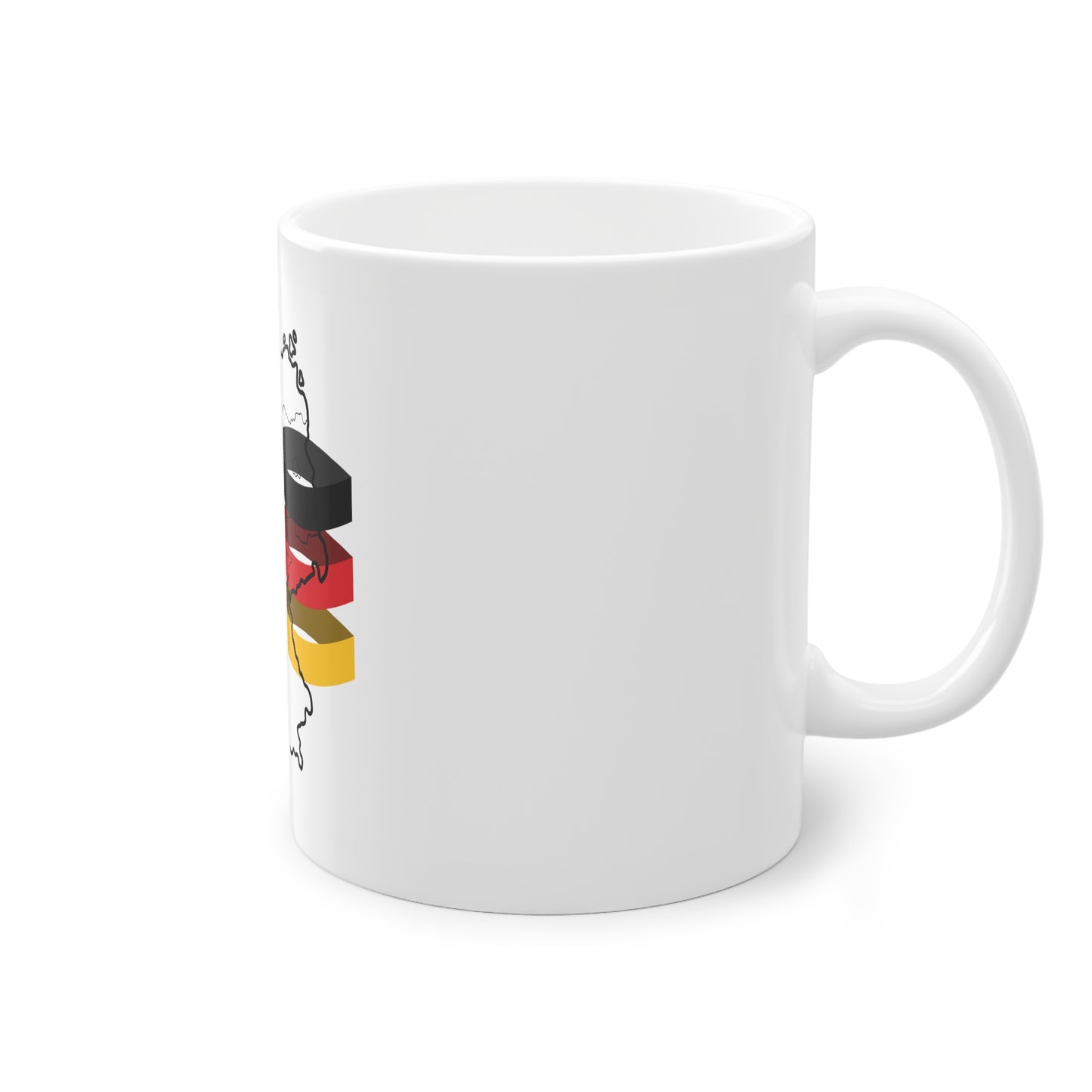 Deutschlandkarte rund um deutsche Flagge - auf Kaffeetassen bedruckt - Farbe: weiß, Standardtasse, groß 11 Unzen