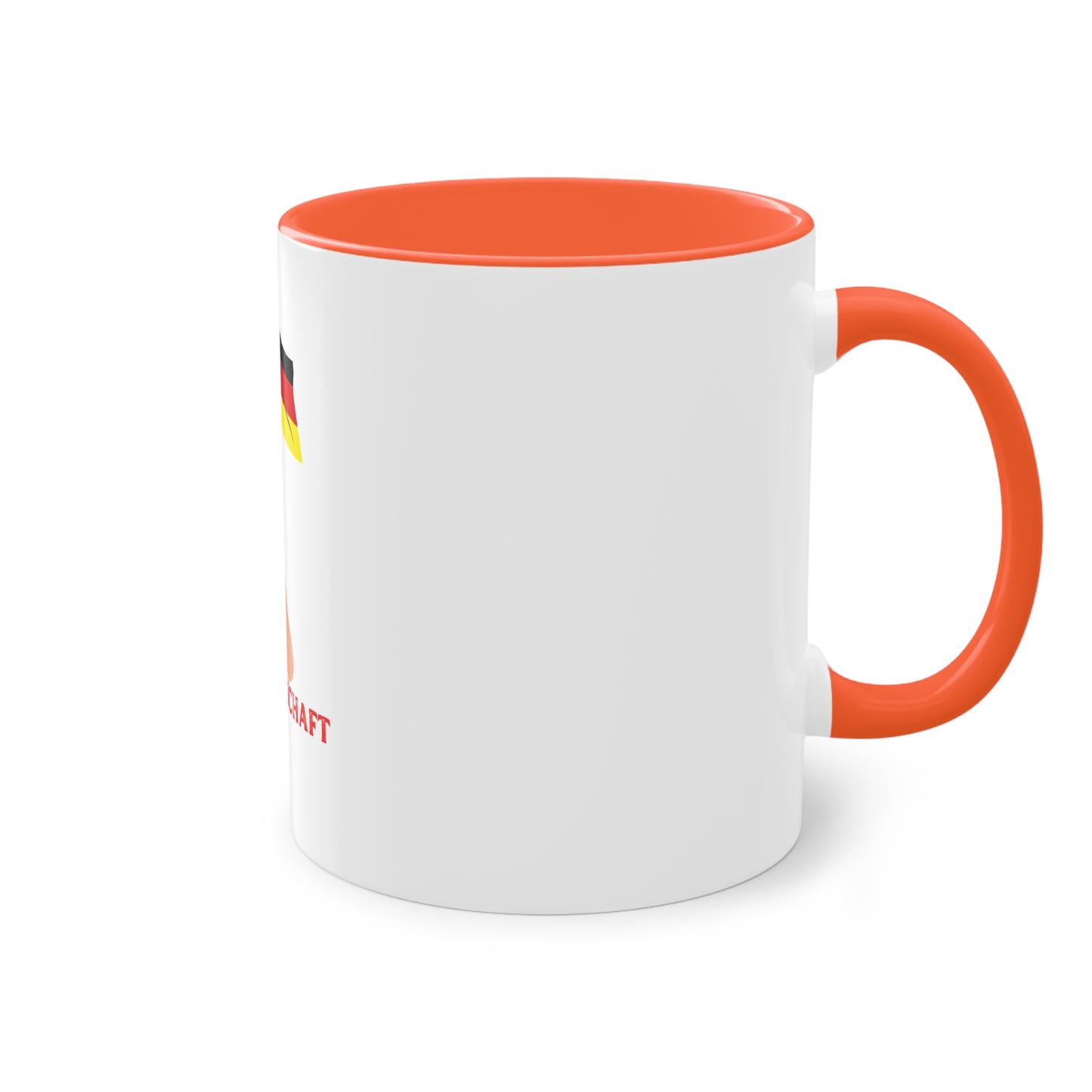 Fans für die Mannschaft, für Deutschland – Perfekt für den Morgenkaffee, weißer Außenbereich mit mehrfarbigem Innenbereich und Henkel, große; 11 Unzen