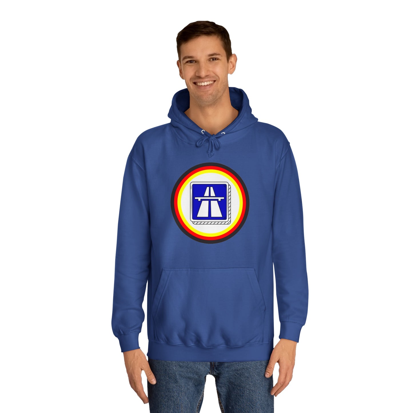 Copy of Autobahnschild auf Hoodies. Fahren Sie sicher.