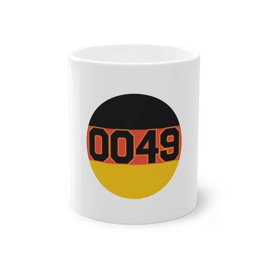 0049 - Internationale Nummer Deutschlands - auf Kaffeetasse, Teetasse bedruckt - Farbe: weiß, Standardtasse, groß 11 Unzen