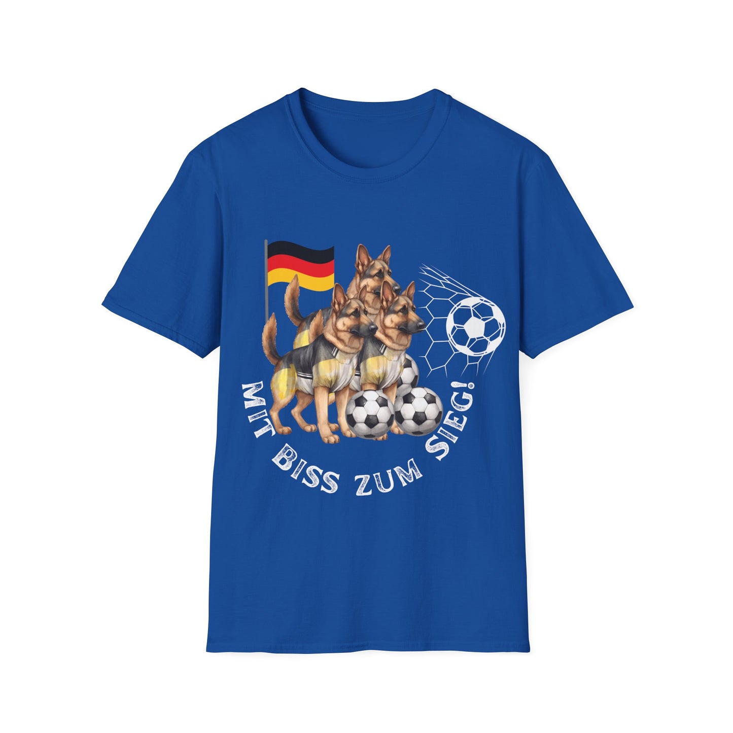 Mit biss zum Sieg für Deutschland, Fußballs Top-Hundefans auf Unisex-T-Shirts