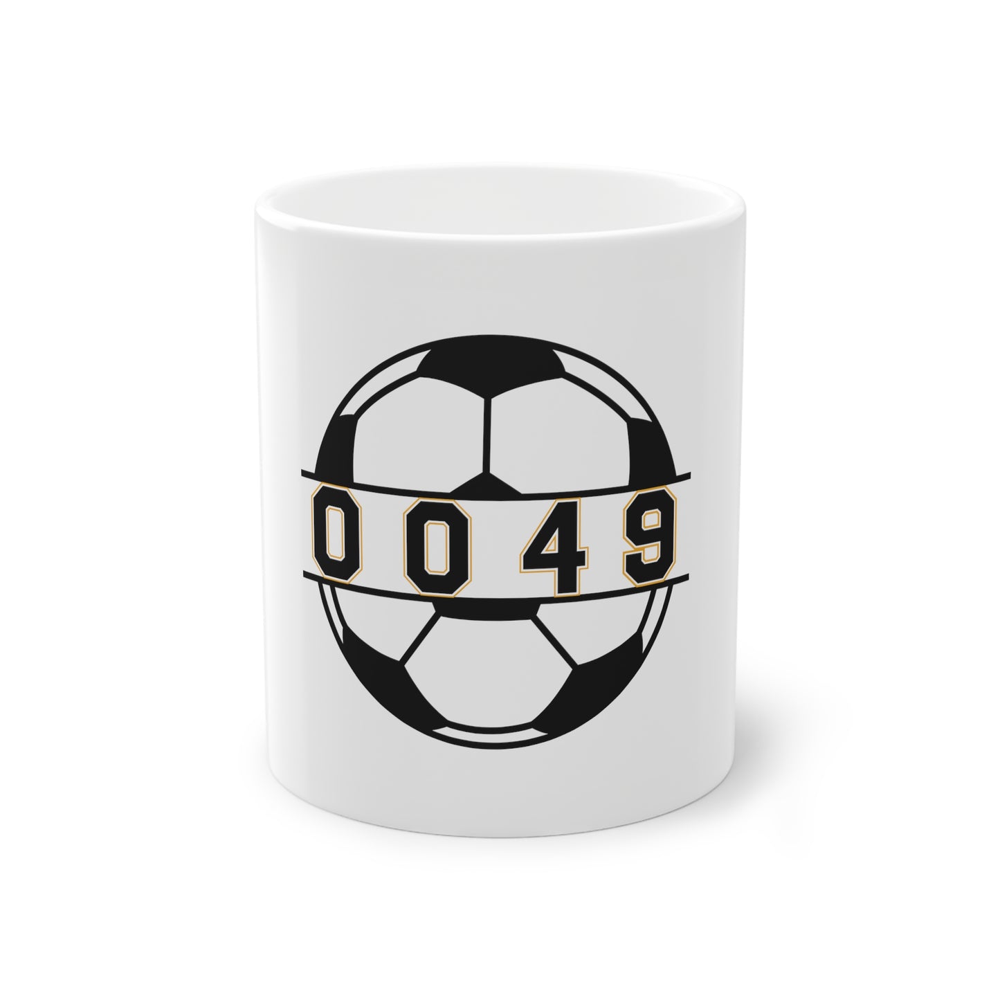 0049 für Fußball Deutschland - auf Kaffeetassen bedruckt - Farbe: weiß, Standardtasse, groß 11 Unzen